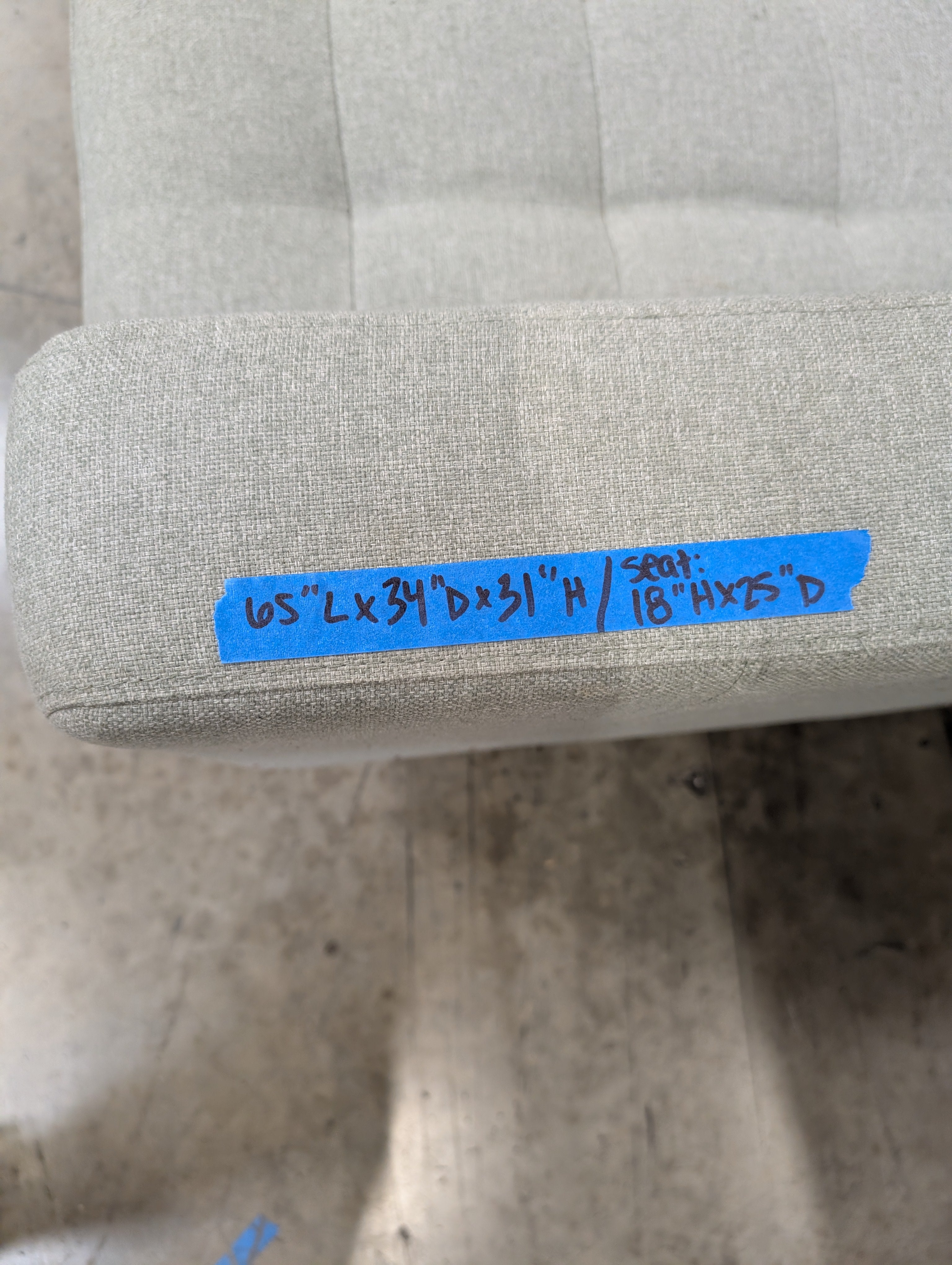 Light Green Tufted Fabric Loveseat
