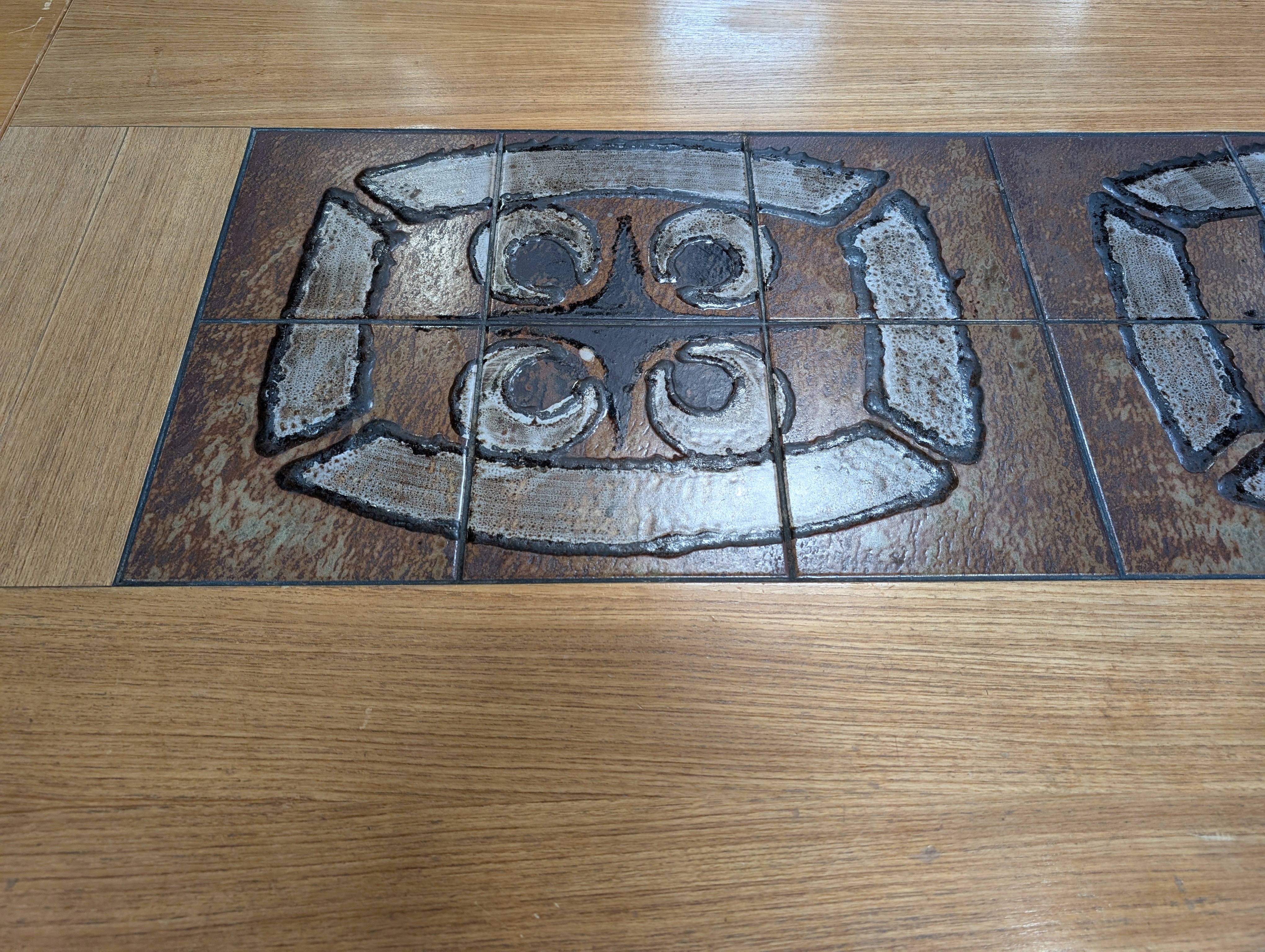 Rectangular Wood Conference Table with Integrated Extron Power Cubby and Tile Inlays