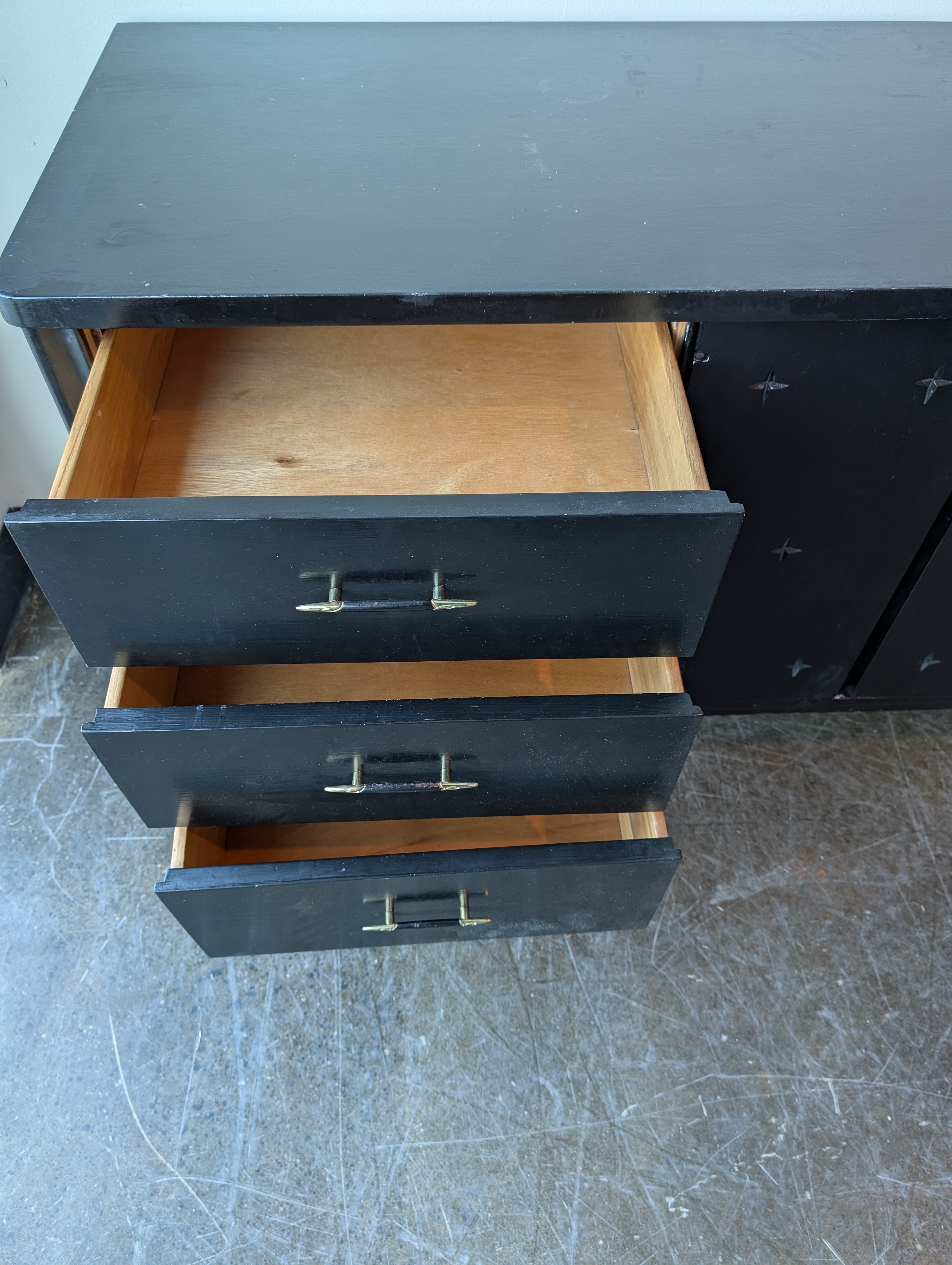 Mid-Century Modern Style Black Dresser Credenza