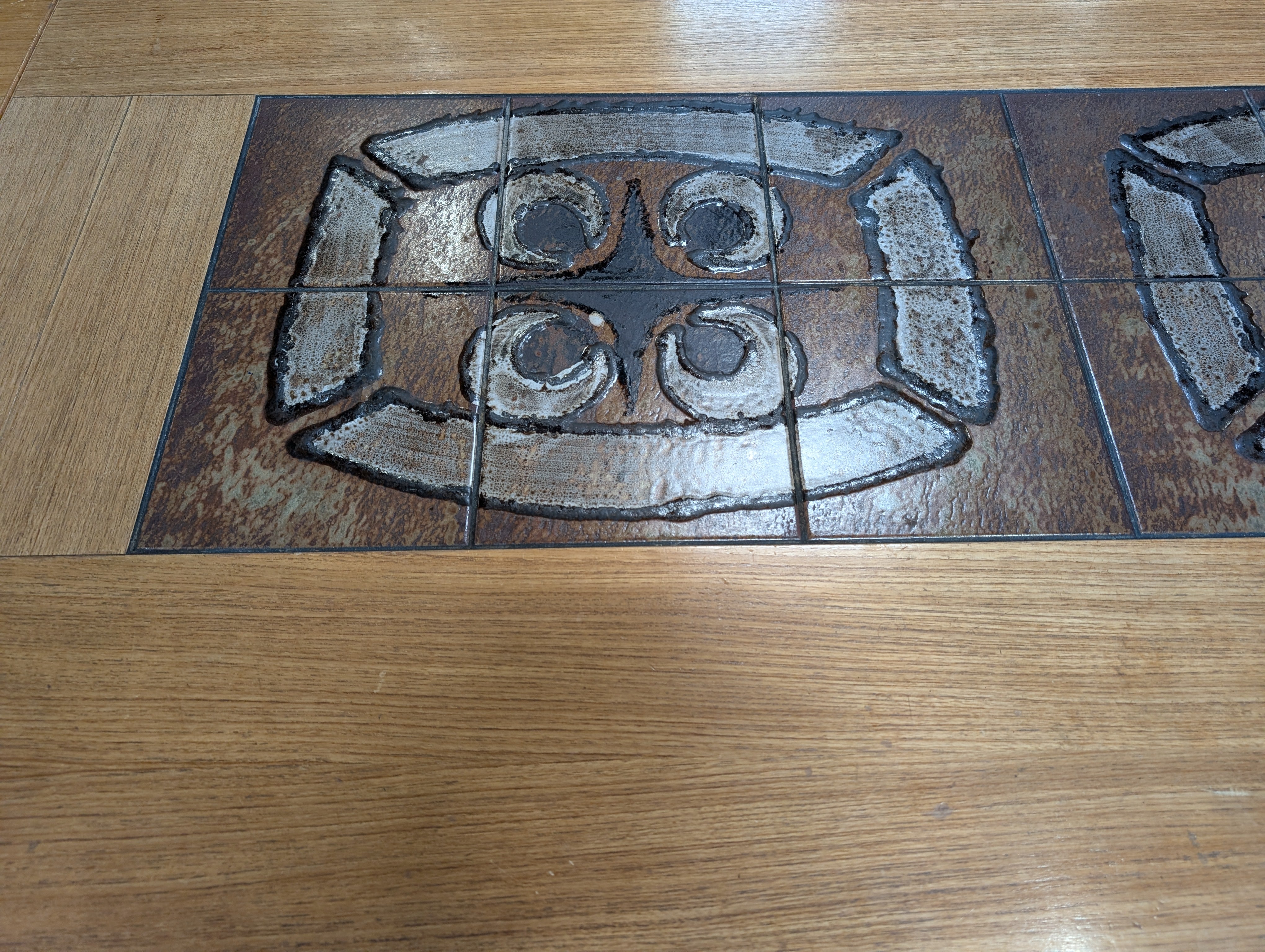 Rectangular Wood Conference Table with Integrated Extron Power Cubby and Tile Inlays