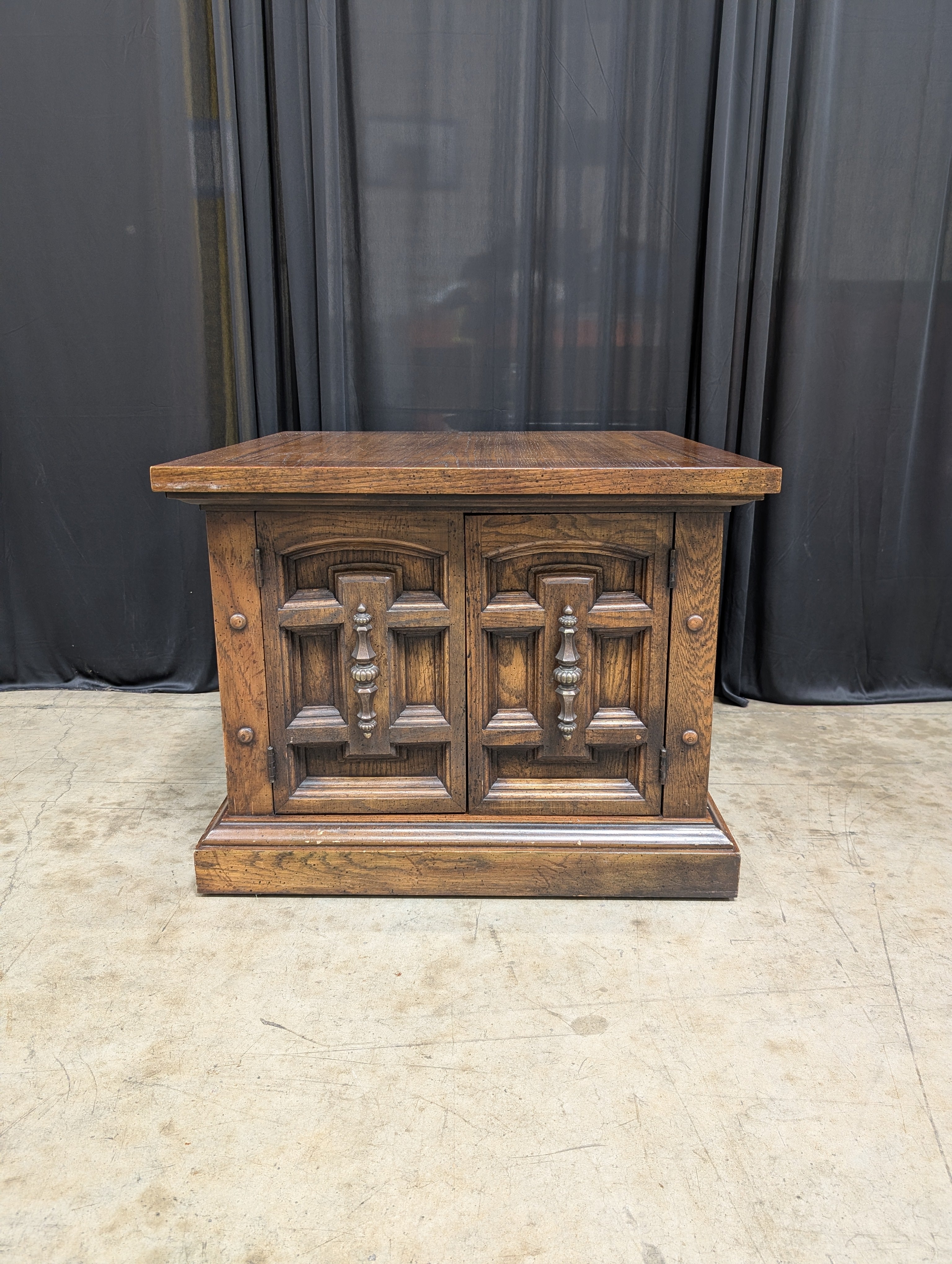 Dark Wood Ornate Panel End Table