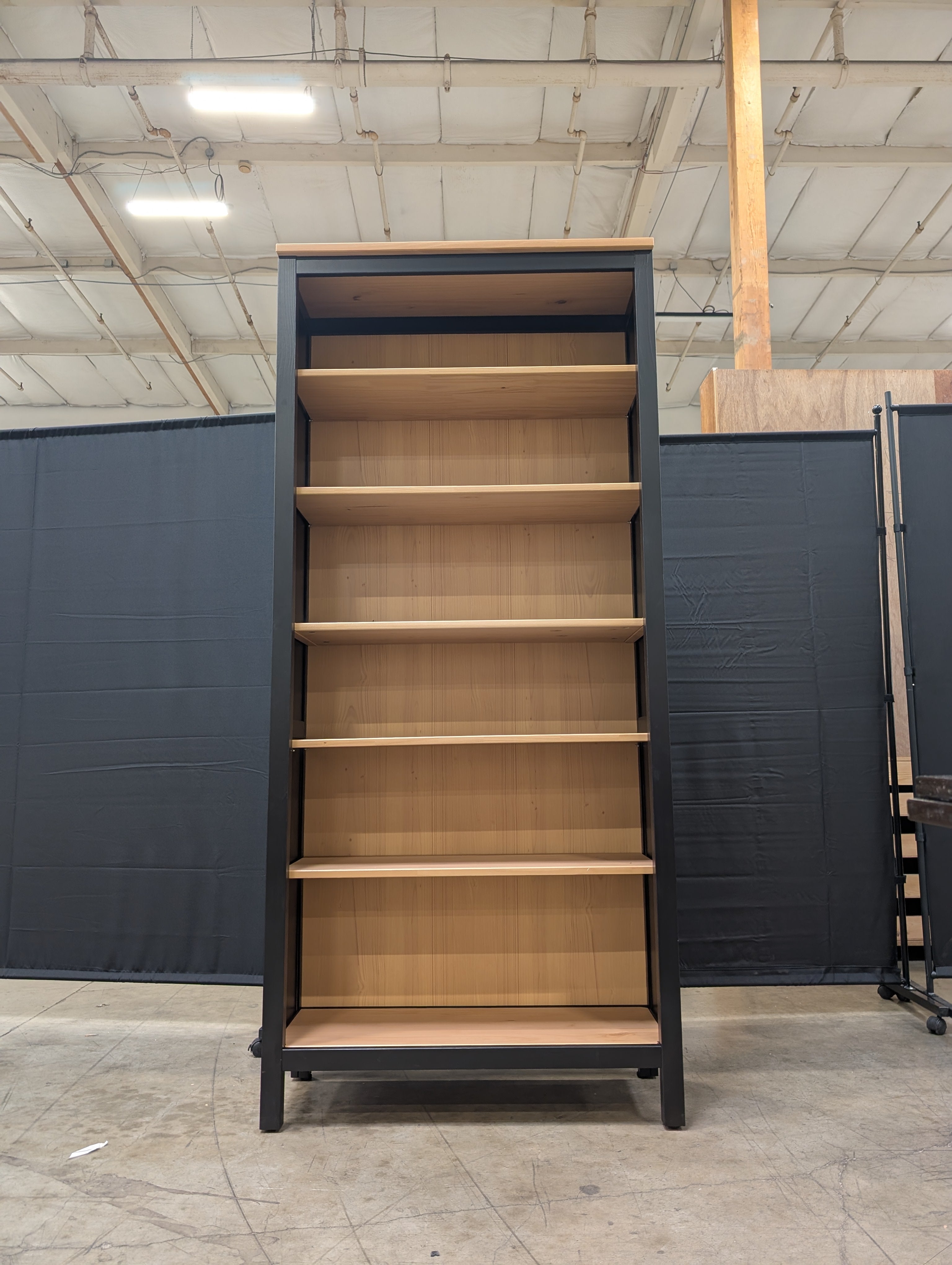 IKEA HEMNES Classic Black-Brown Shelving Unit with Light Wood Interior