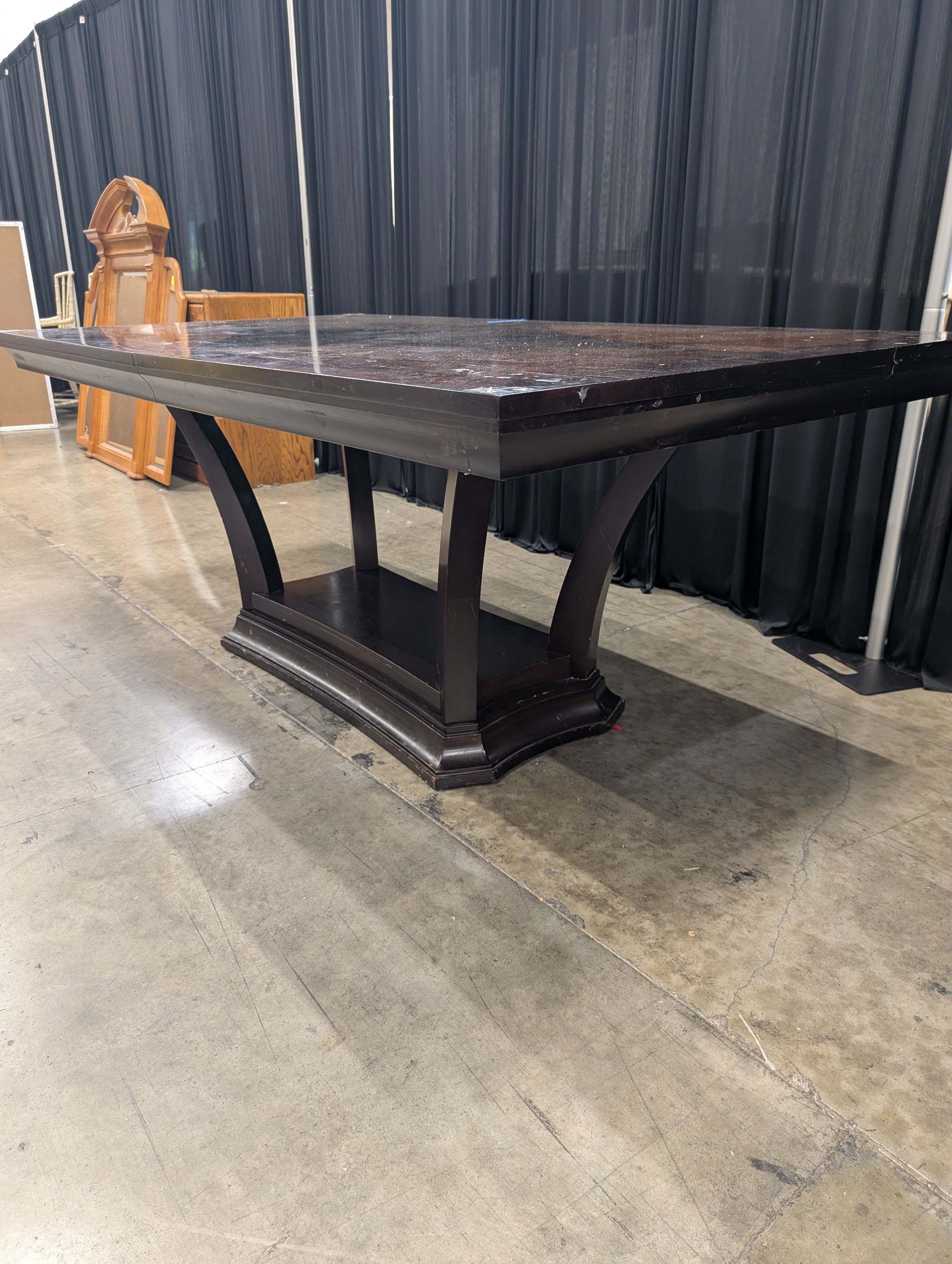 Espresso Finish Wood Dining Table with Unique Base