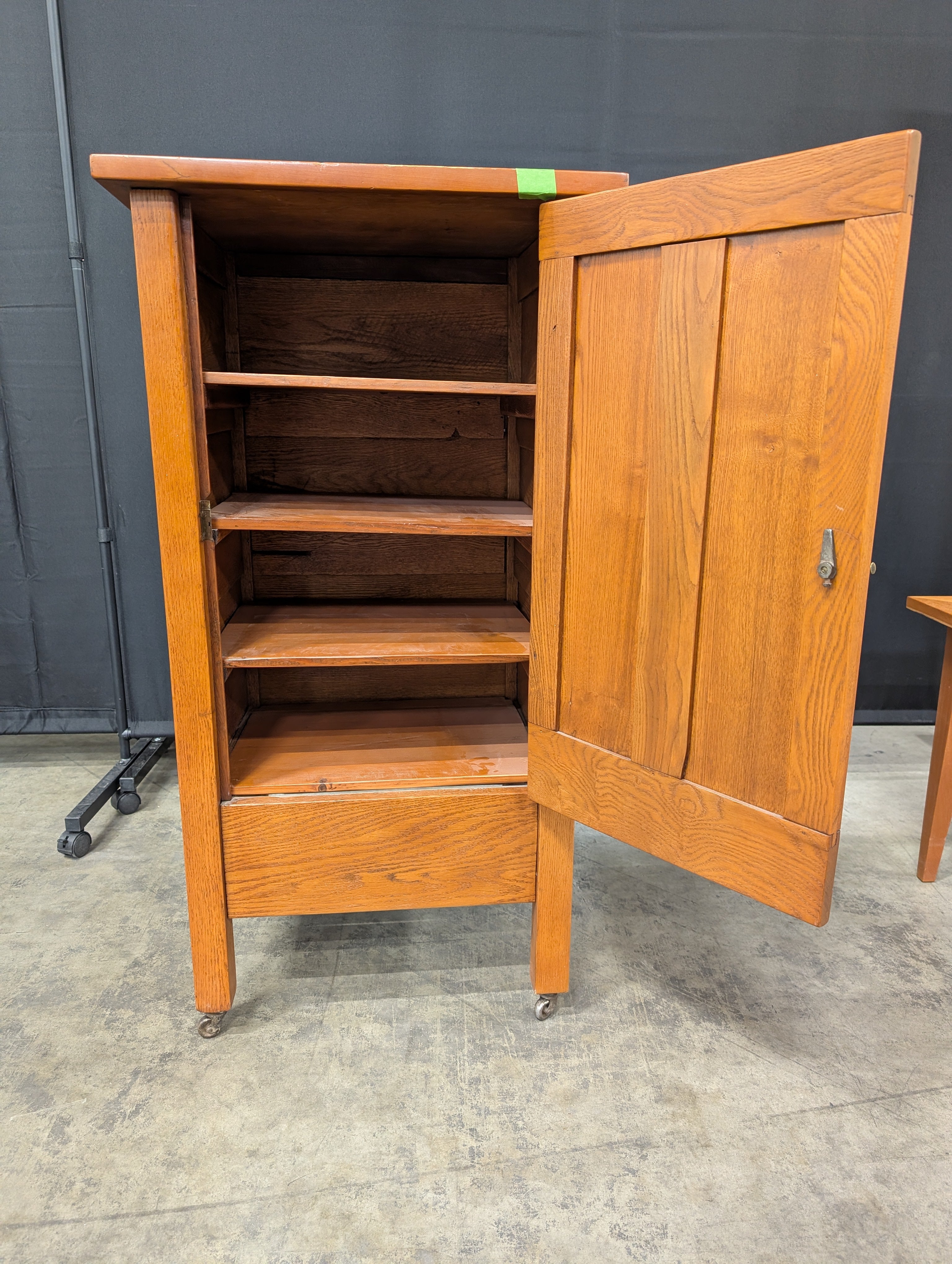 Paneled Oak Arts and Crafts Cabinet with Casters
