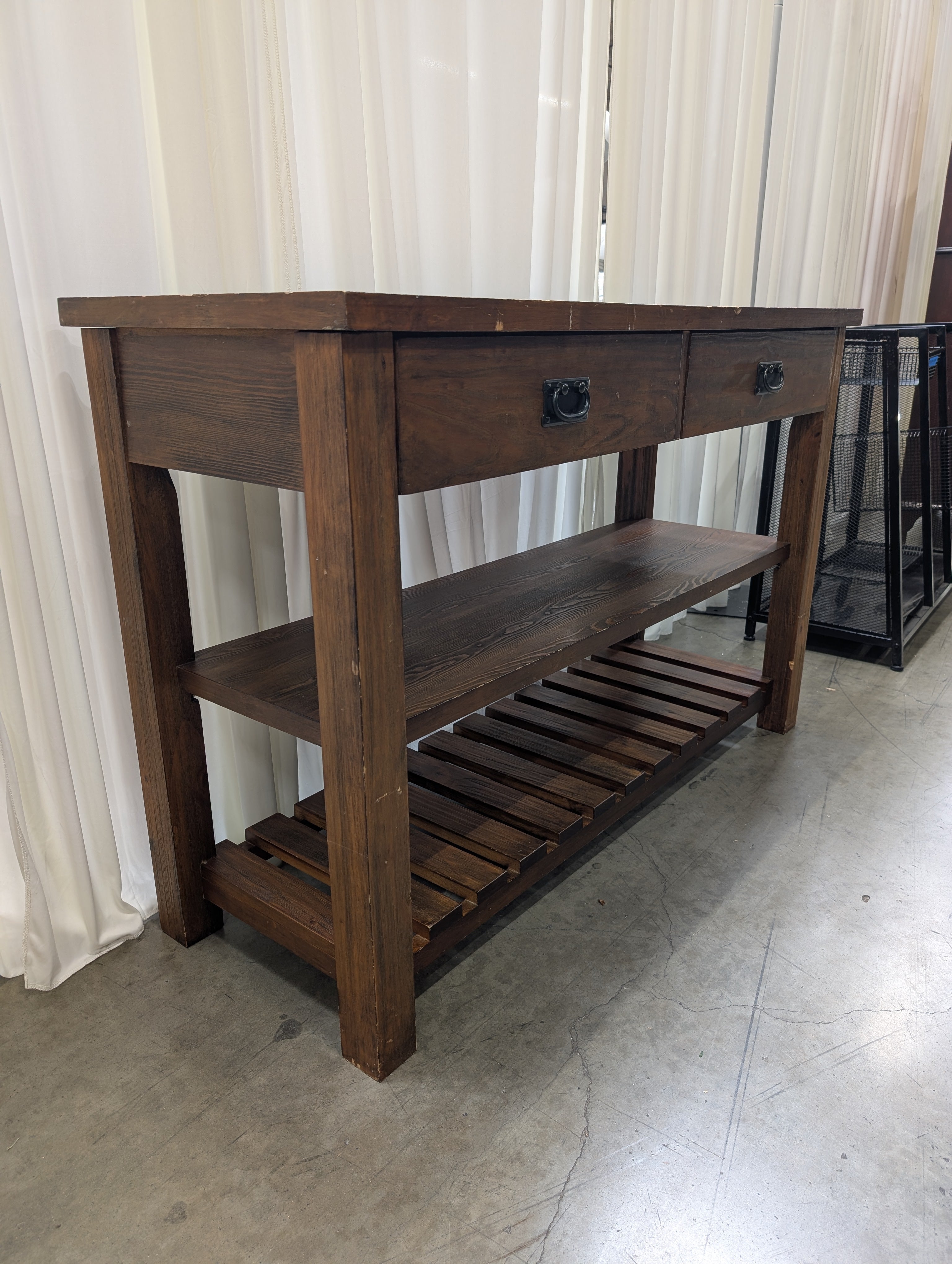 Rustic Brown Wood Console Table with Drawers