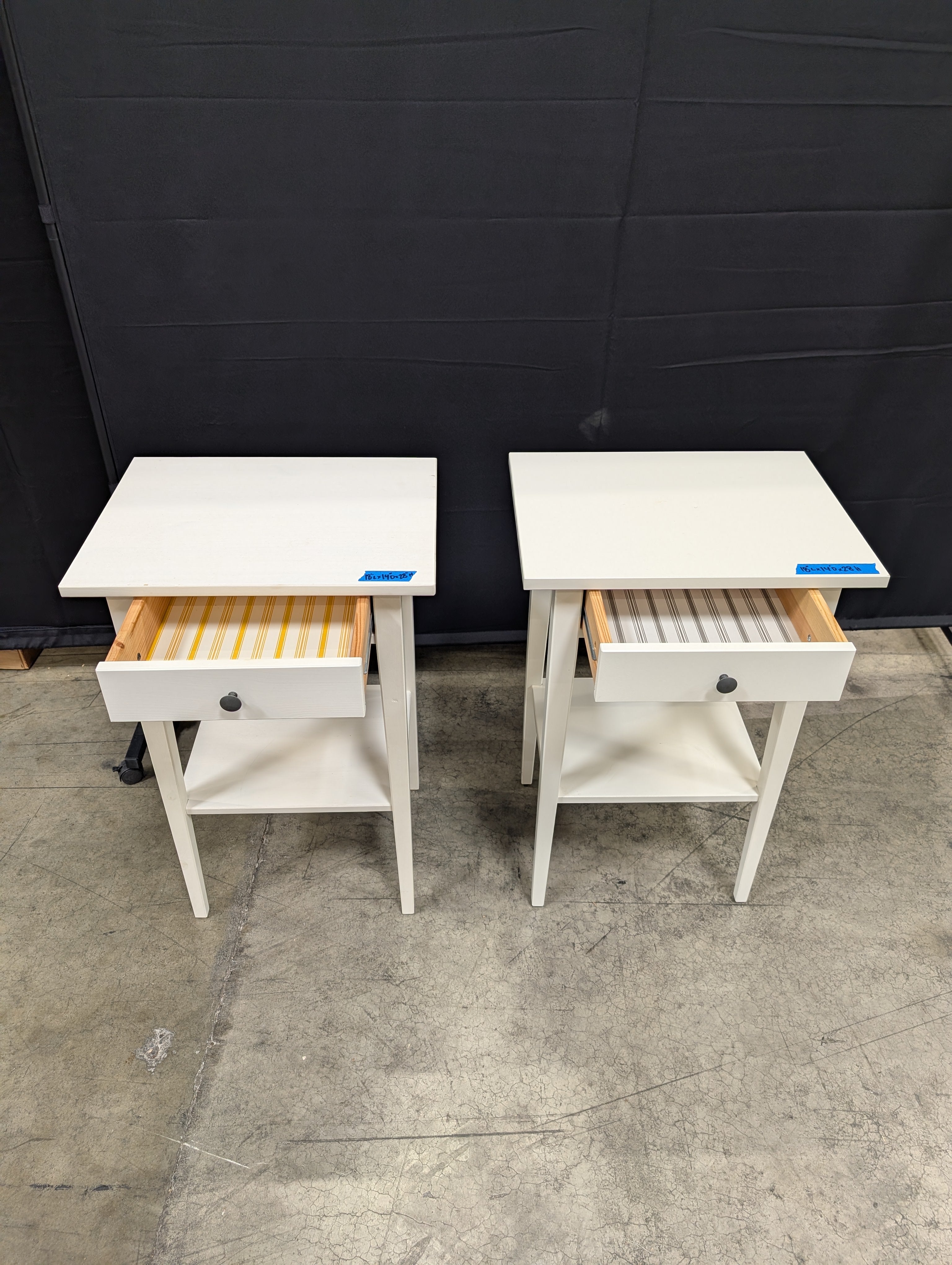 Pair of White Painted Wood End Table with Drawer