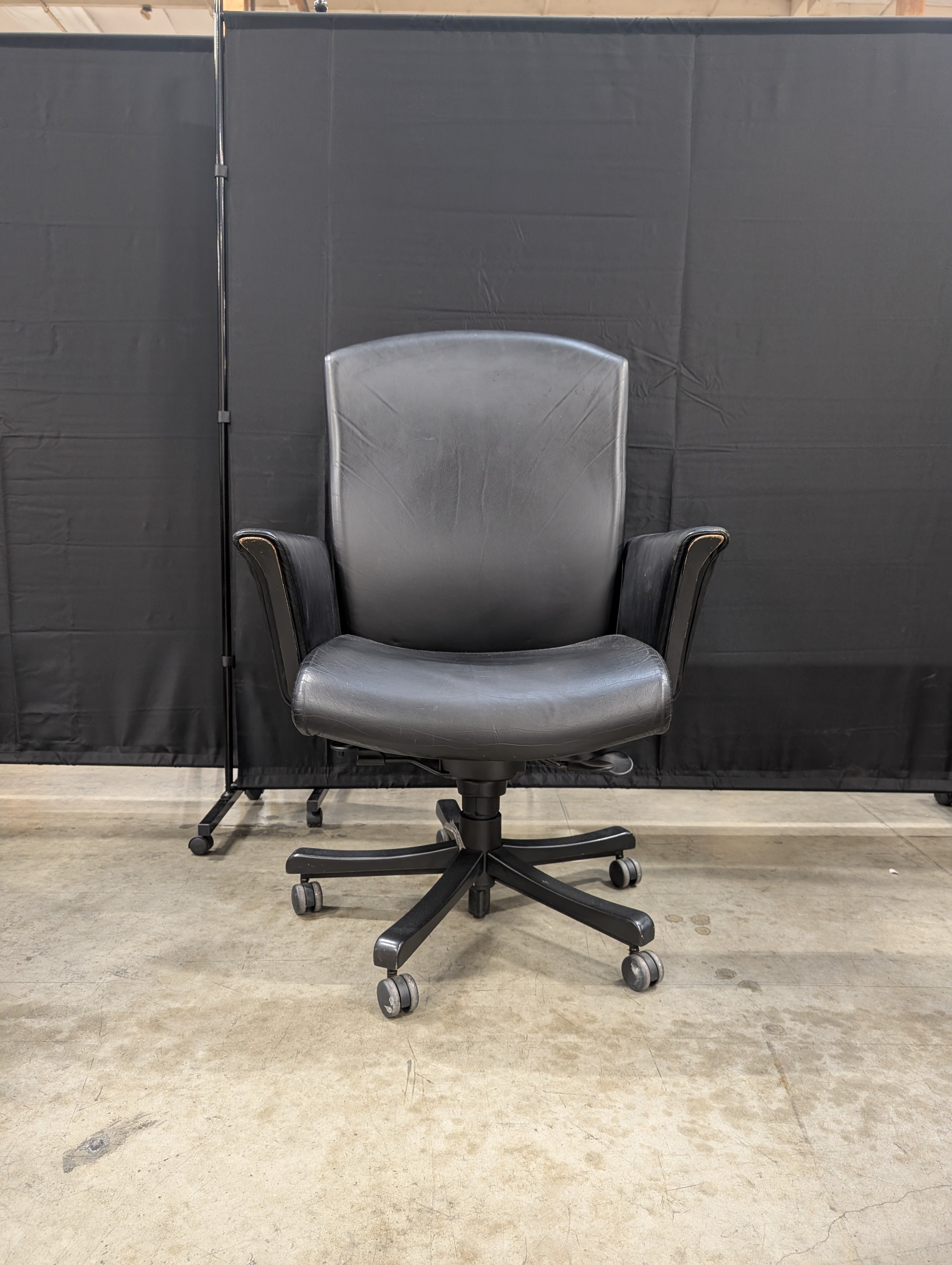 Used Black Faux Leather Journey High-Back Swivel Office Chair
