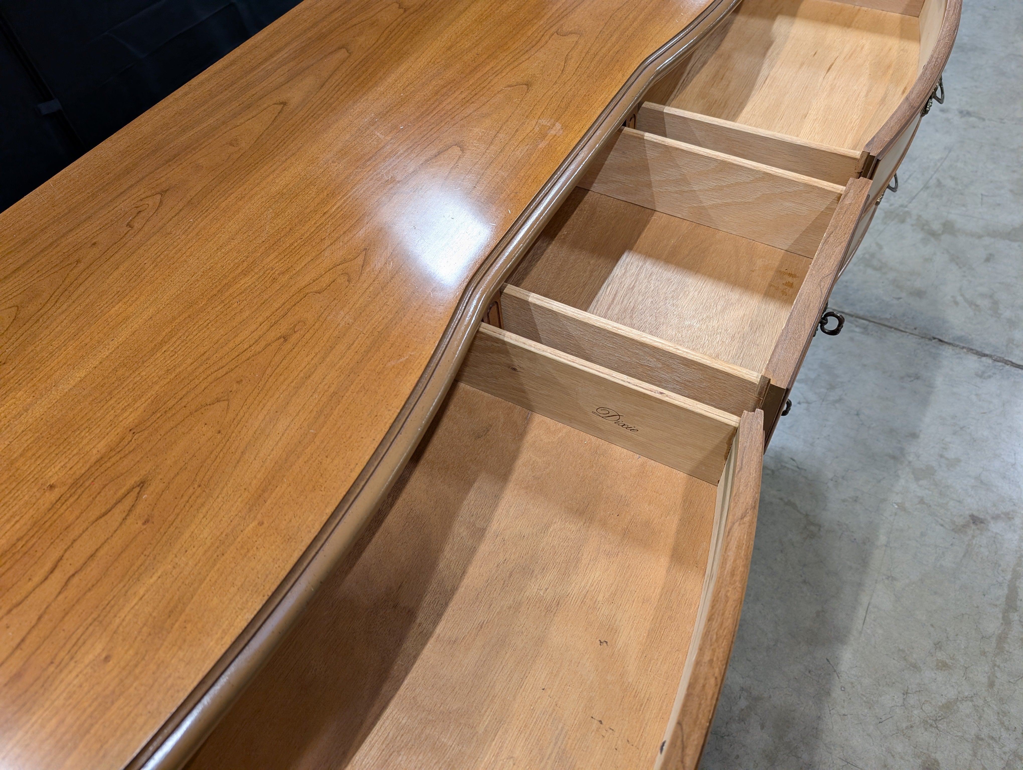 Vintage French Provincial Nine-Drawer Wood Dresser