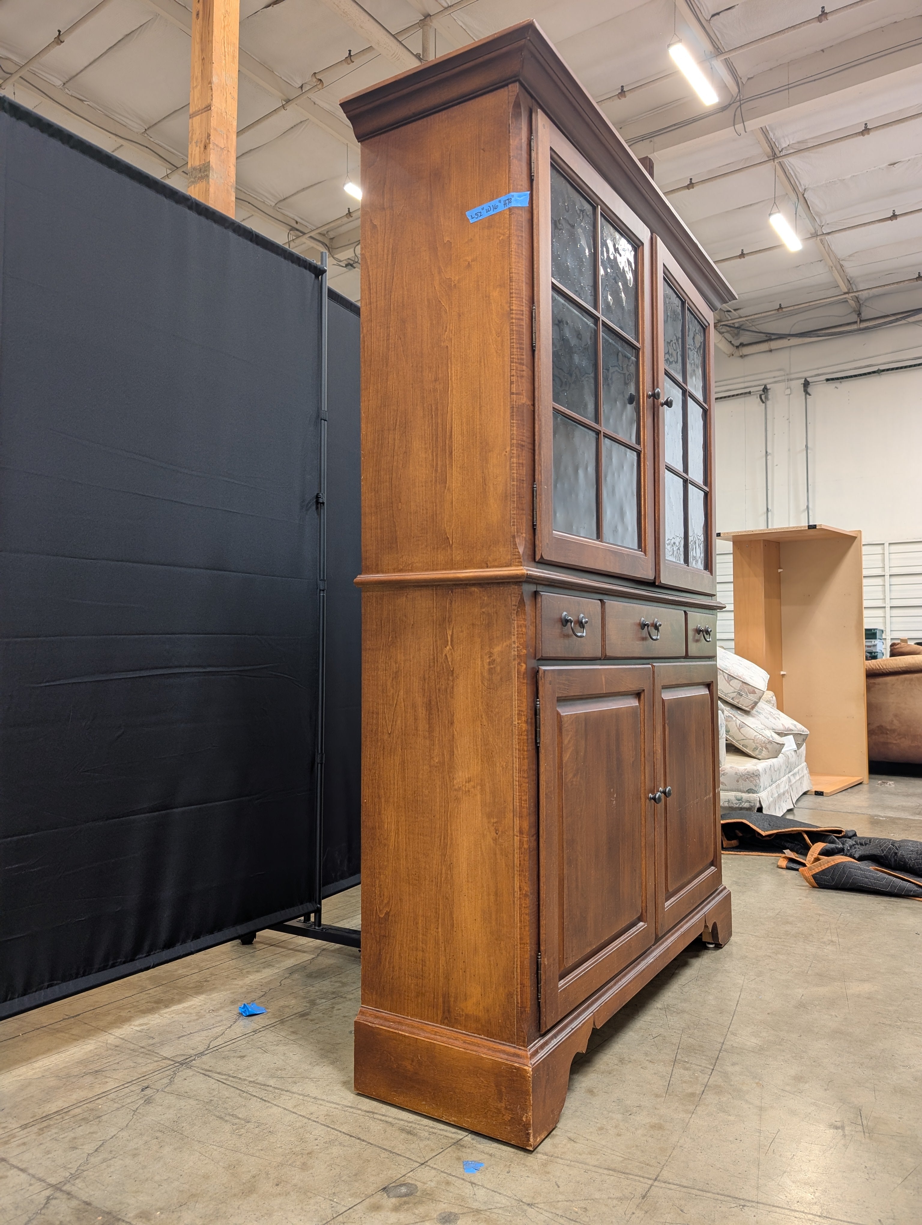 Traditional Brown Wood Display Hutch Cabinet