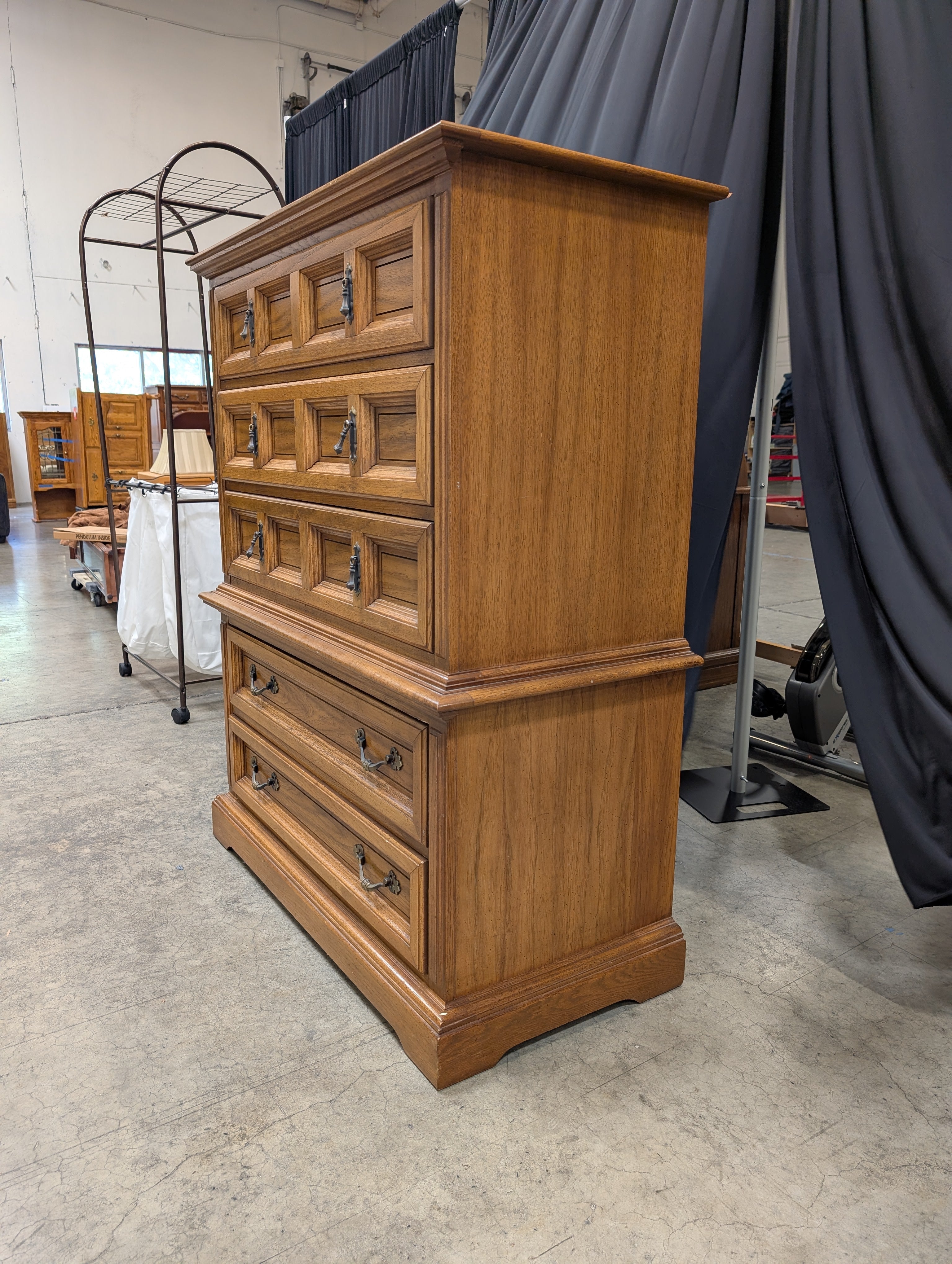 Dixie Paneled Wood Five-Drawer Dresser with Ornate Hardware