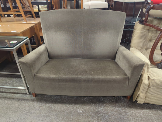 David Edward Love Seat - Gray Velvet Tall Backrest