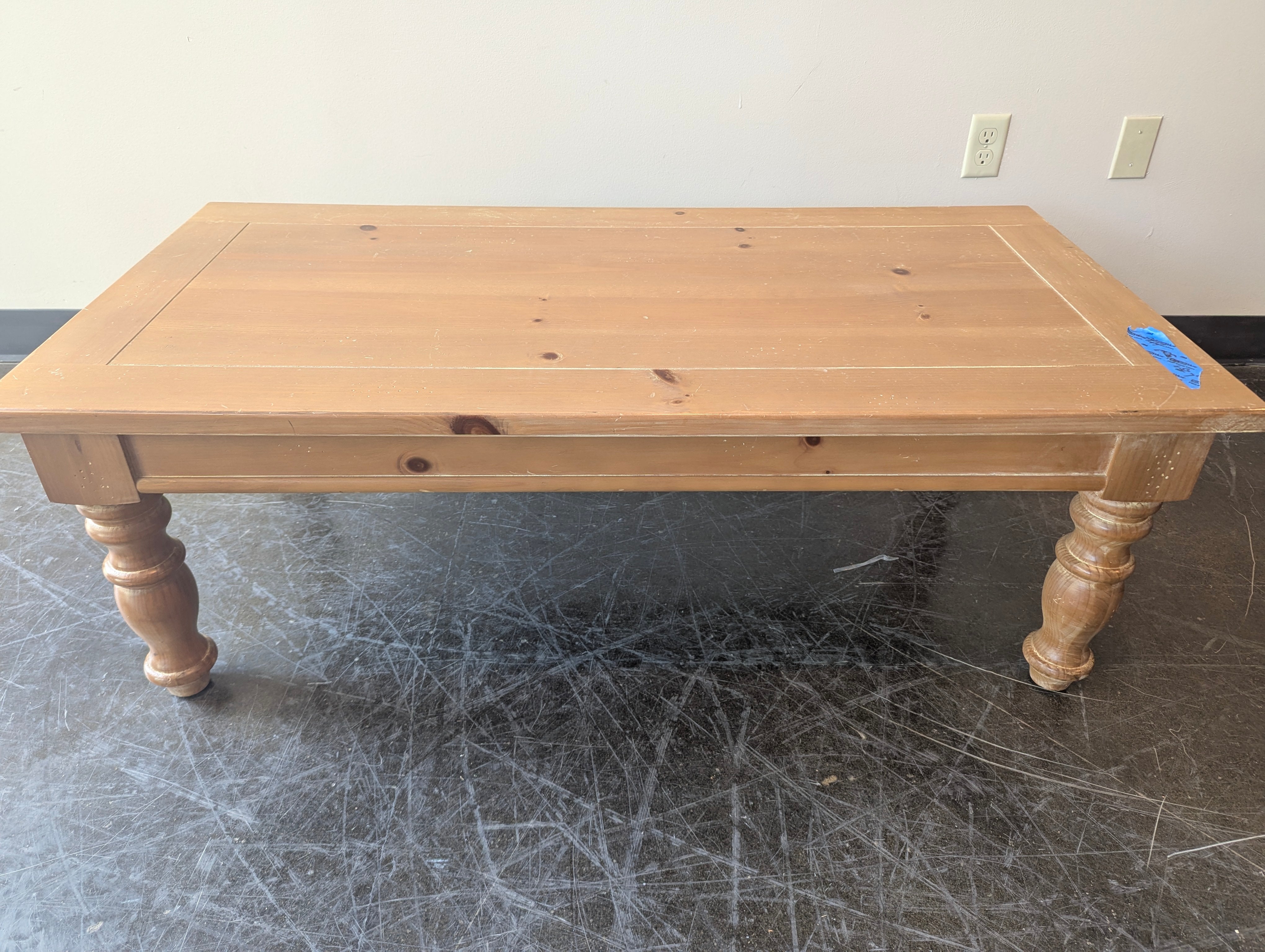 Simple Light Pine Wood Coffee Table in Made in the USA