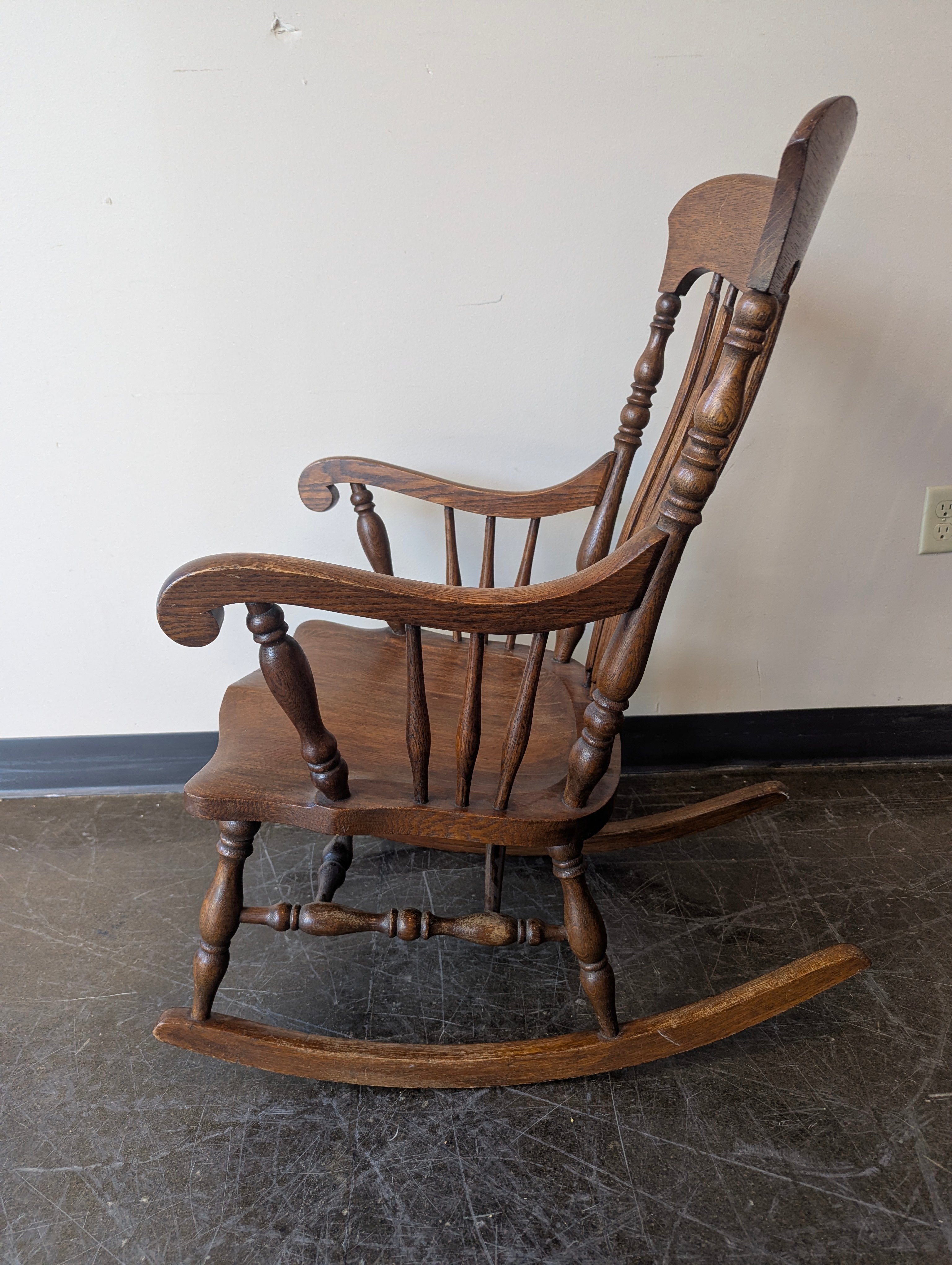 Traditional Brown Wood Spindle Back Rocking Chair