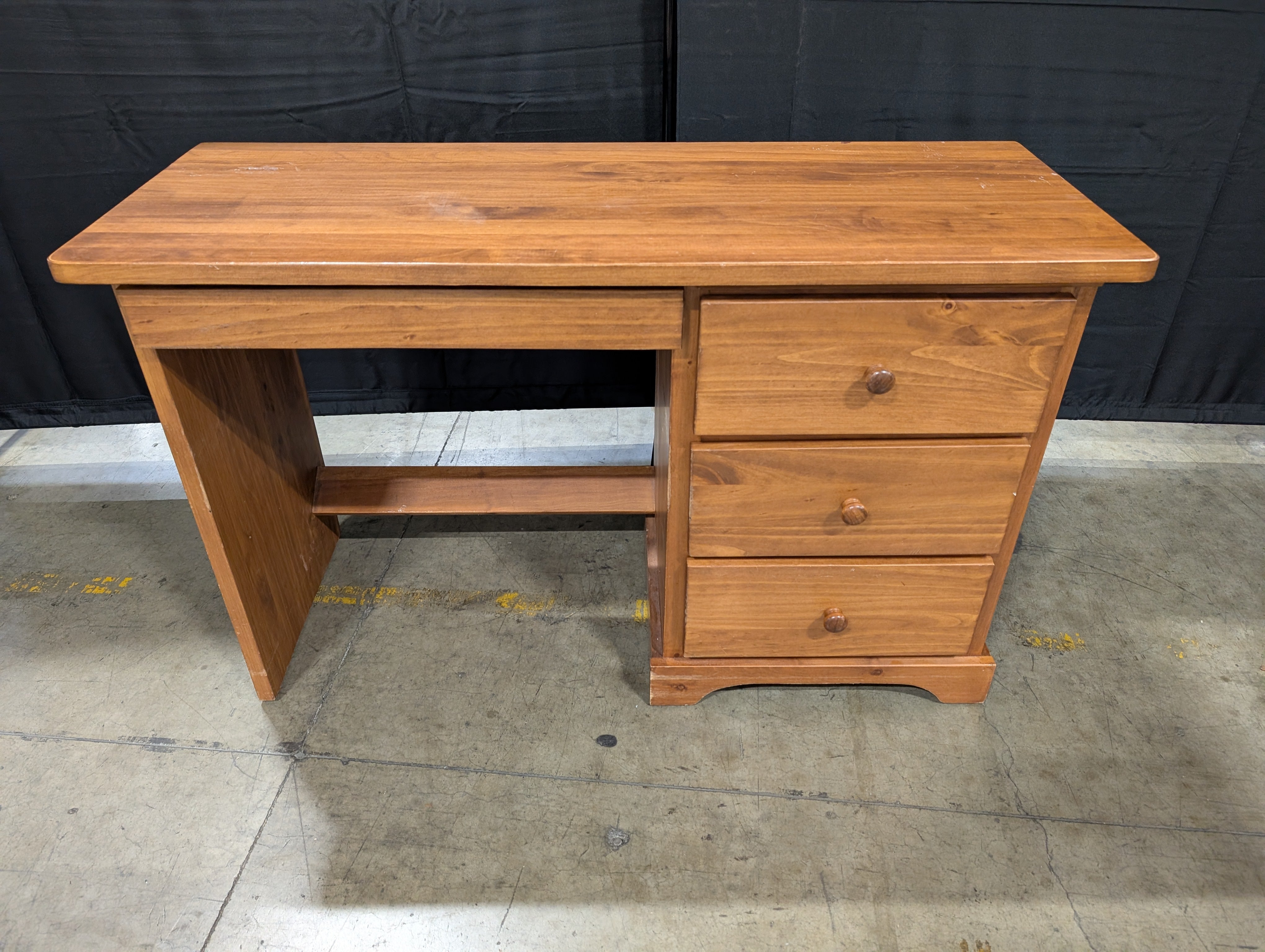 Rich Brown Wood Office Desk with Three Drawers