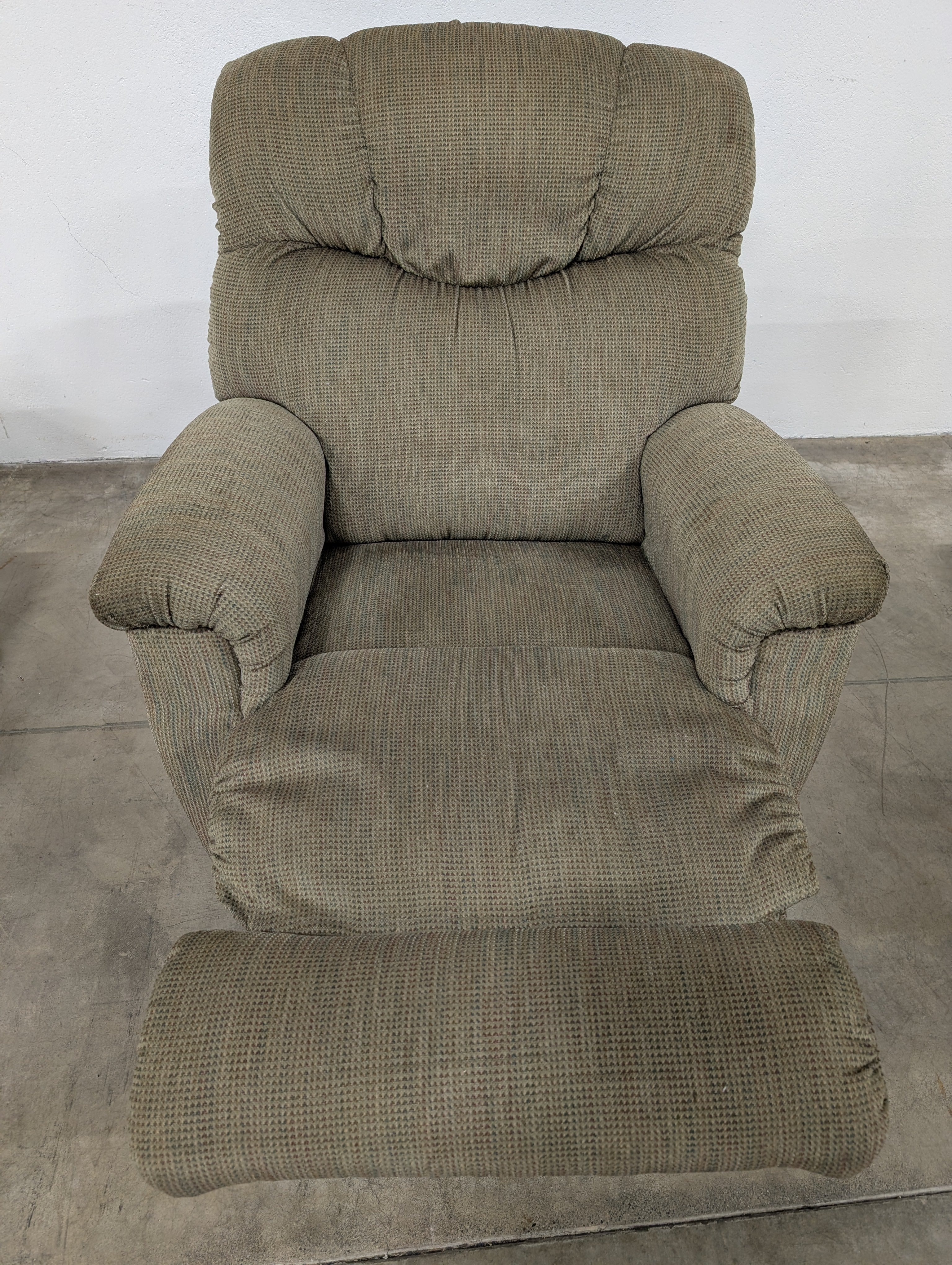 Plush Recliner Armchair, Neutral Textured Fabric
