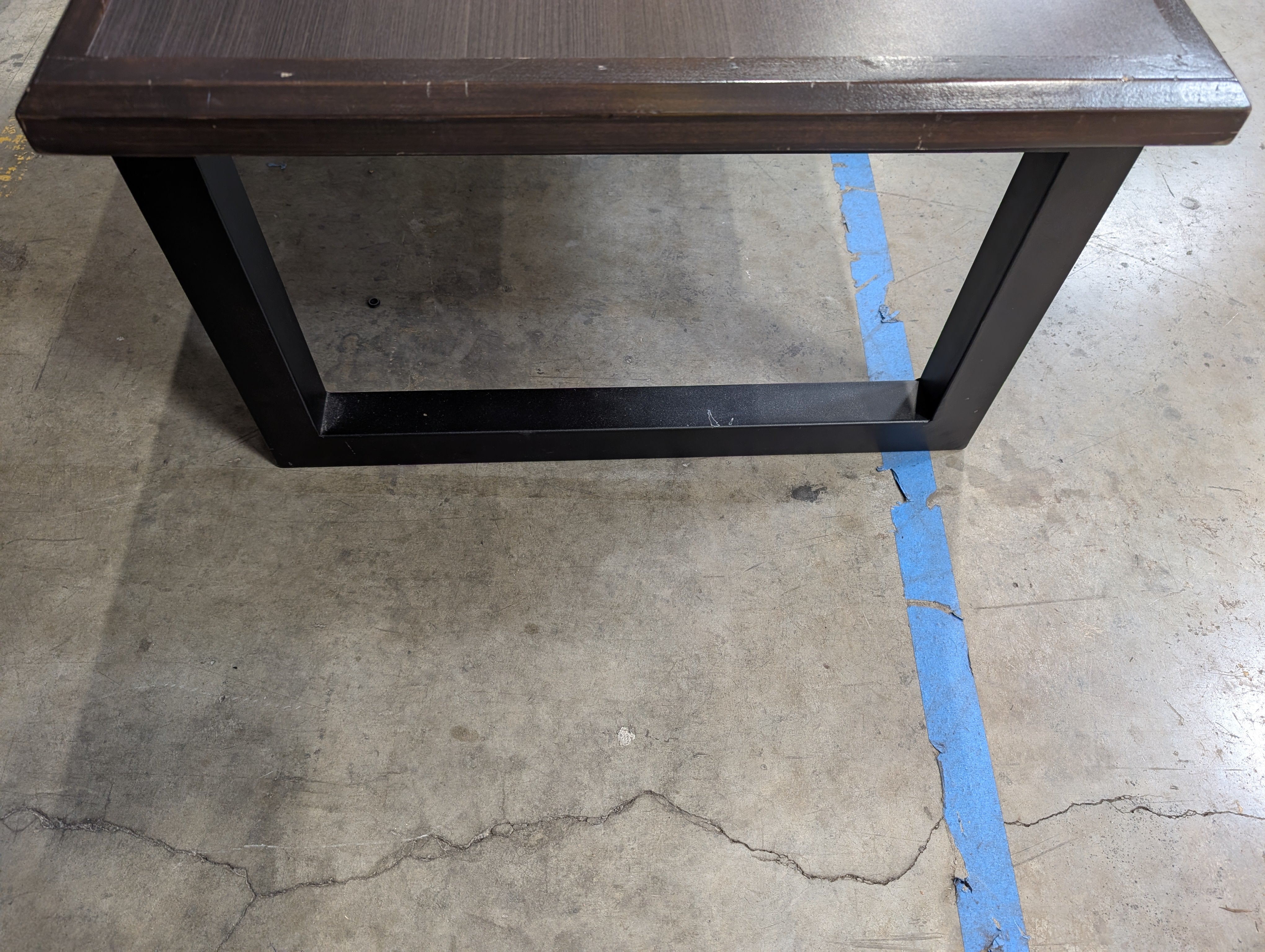 Contemporary Dark Brown Wood and Metal Coffee and End Table Set