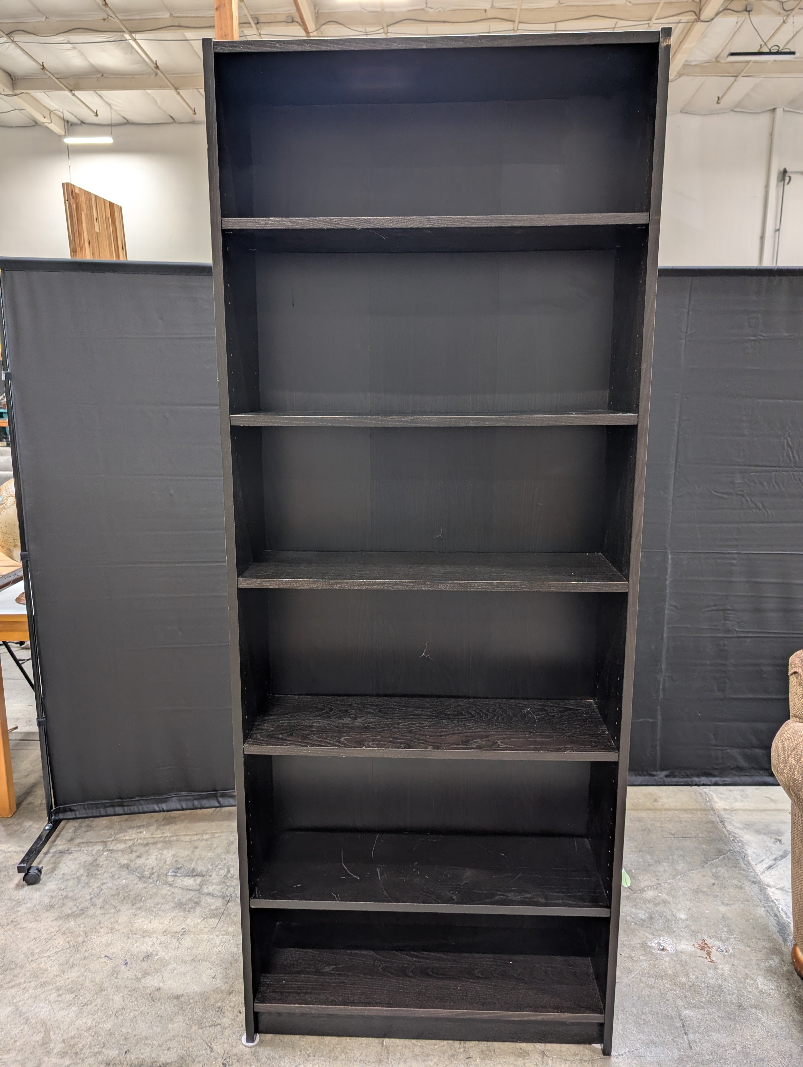 Versatile Dark Wood Grain Bookcase with Adjustable Shelves