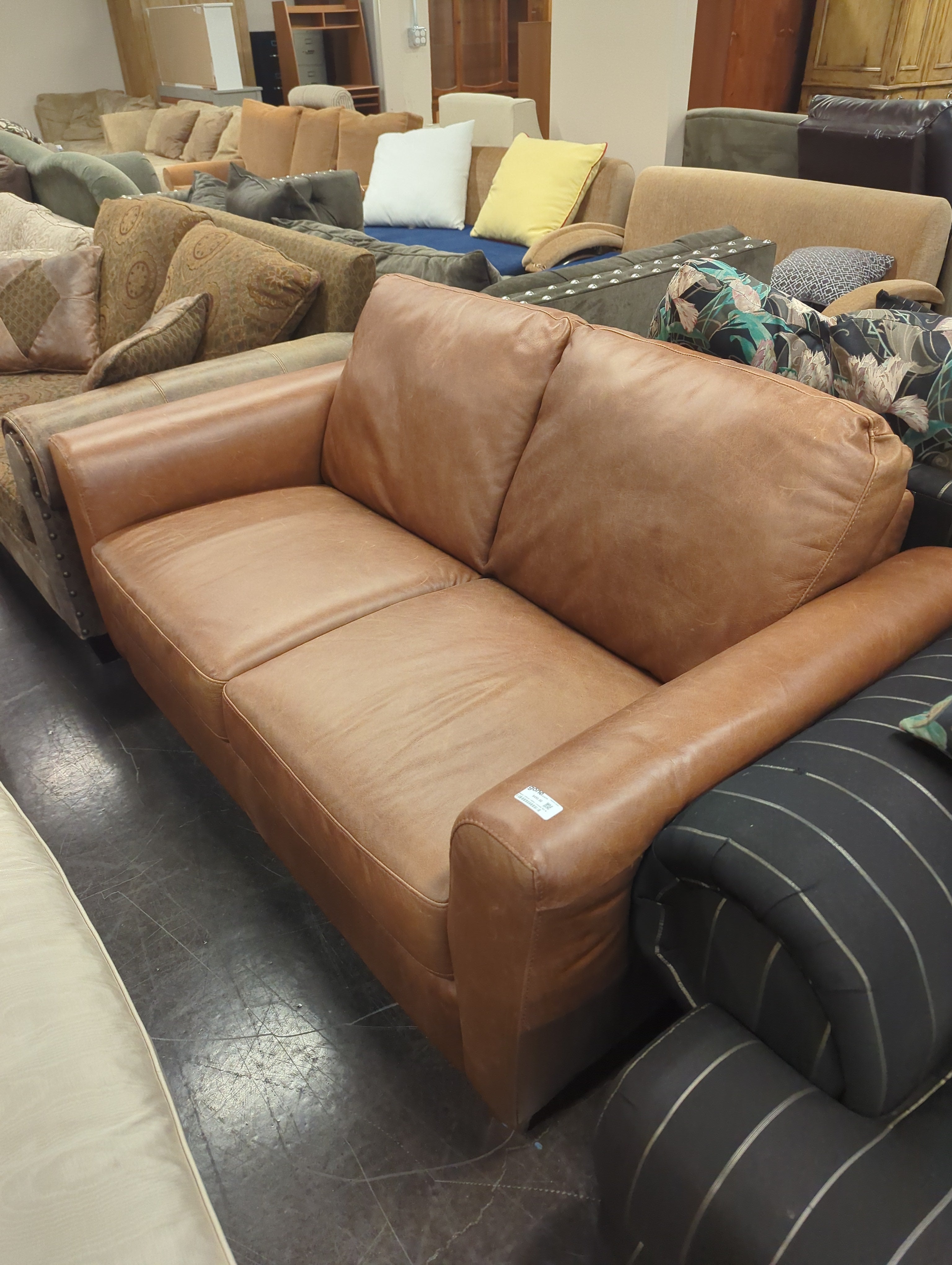 Natuzzi Editions Leather Loveseat – Modern Camel Brown