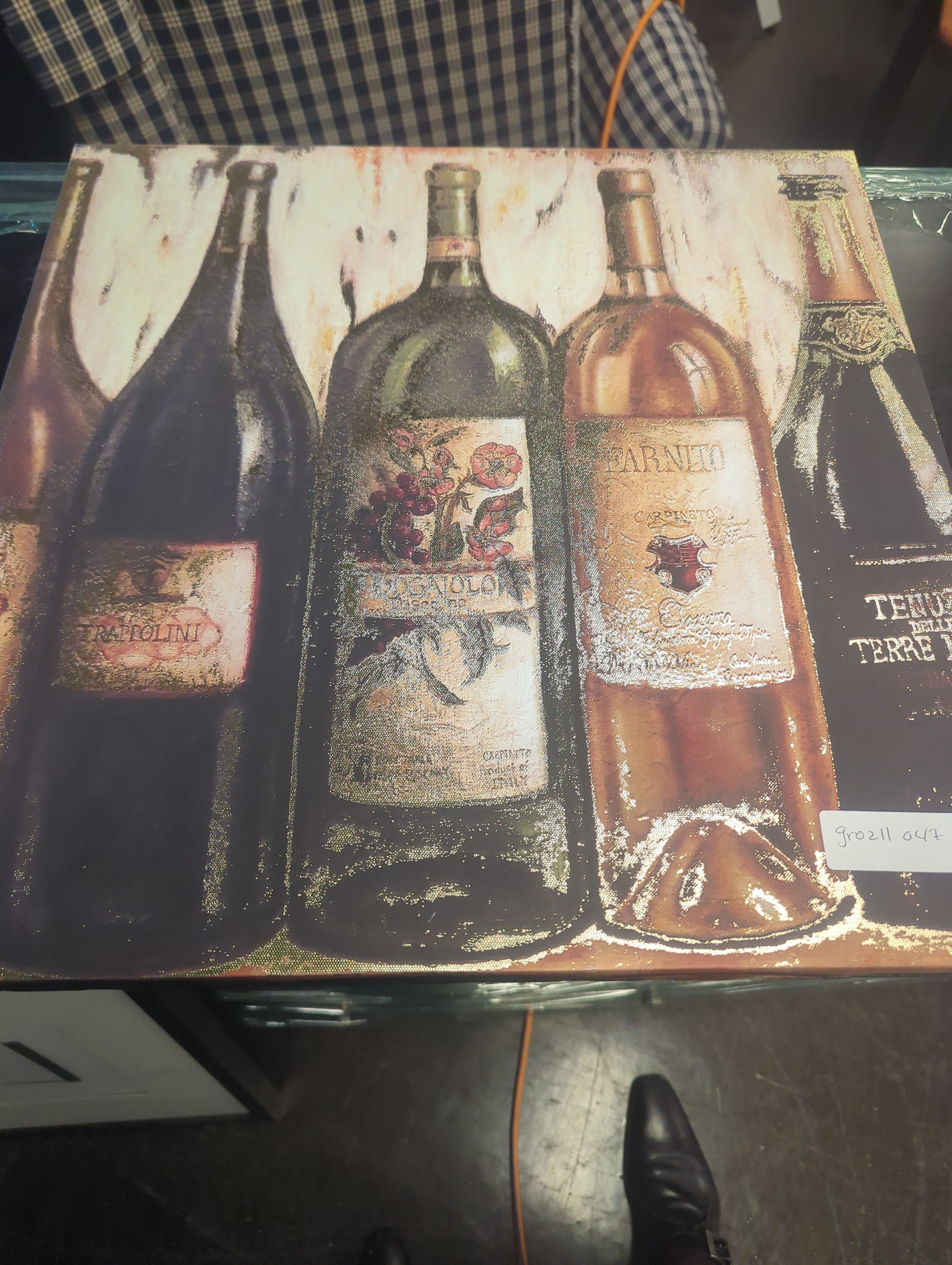 Wine on canvas with glitter detail