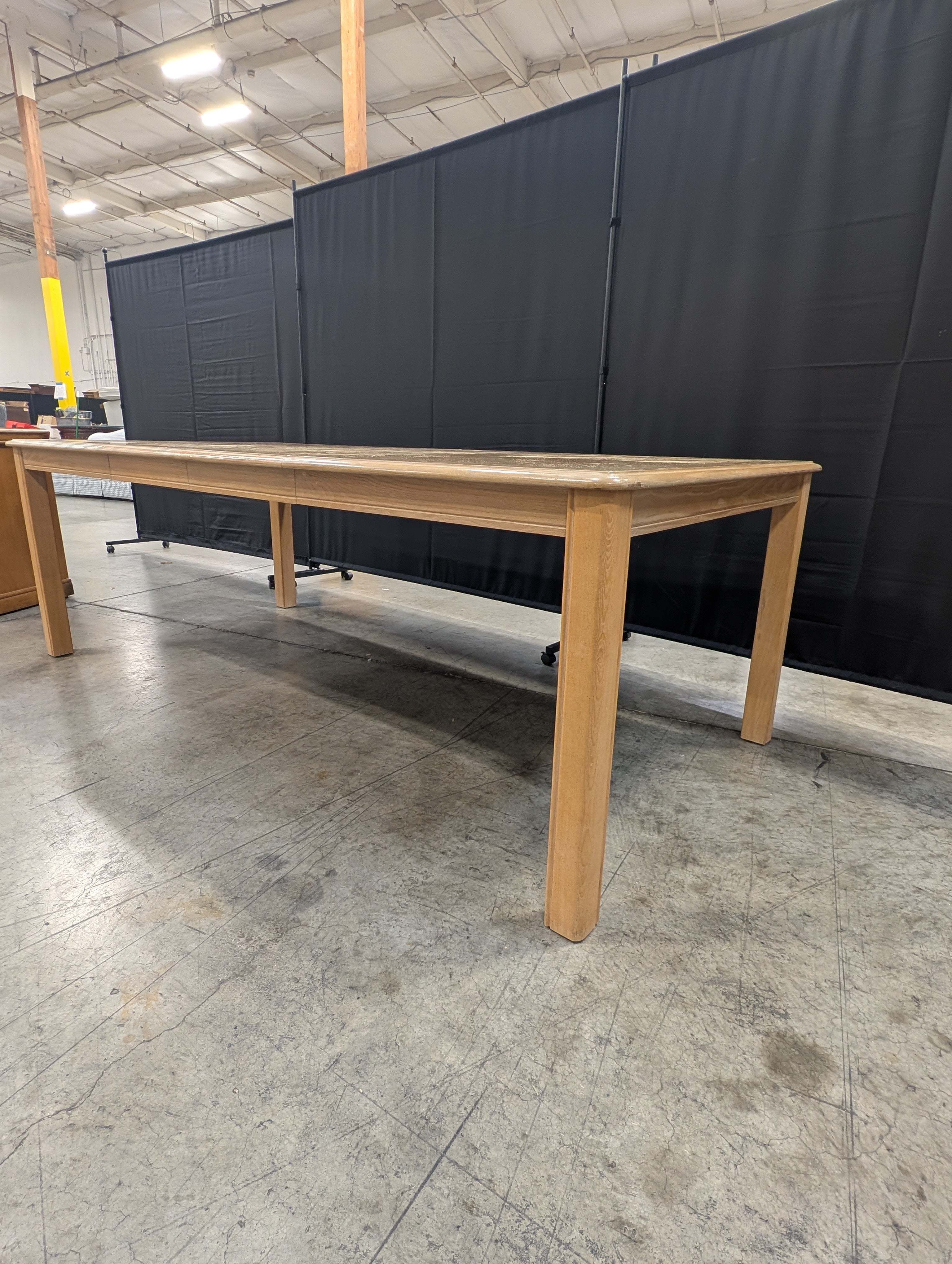 Rectangular Light Wood Dining Table with Sunburst Veneer Pattern