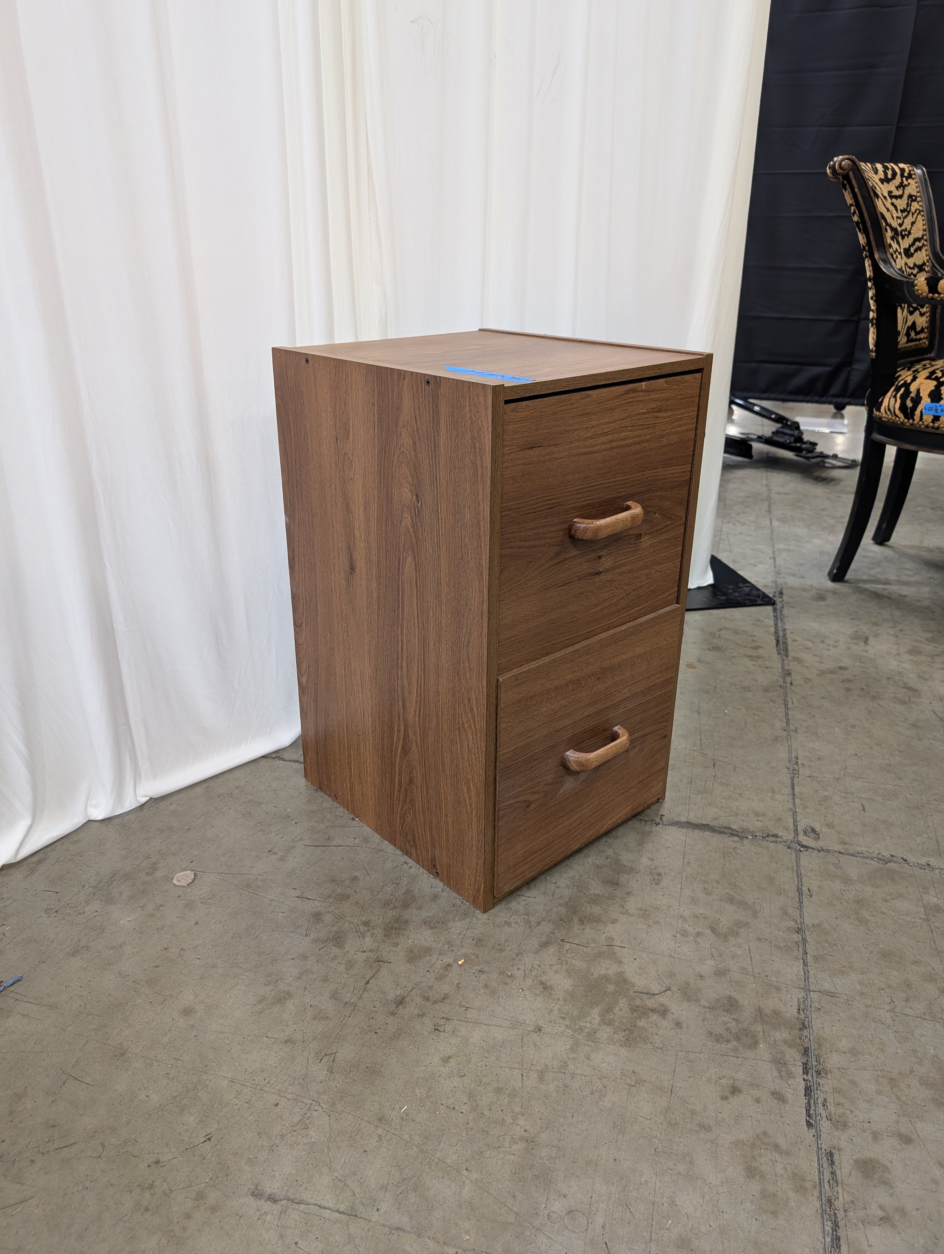 Compact Two-Drawer Wood Storage Cabinet Nightstand