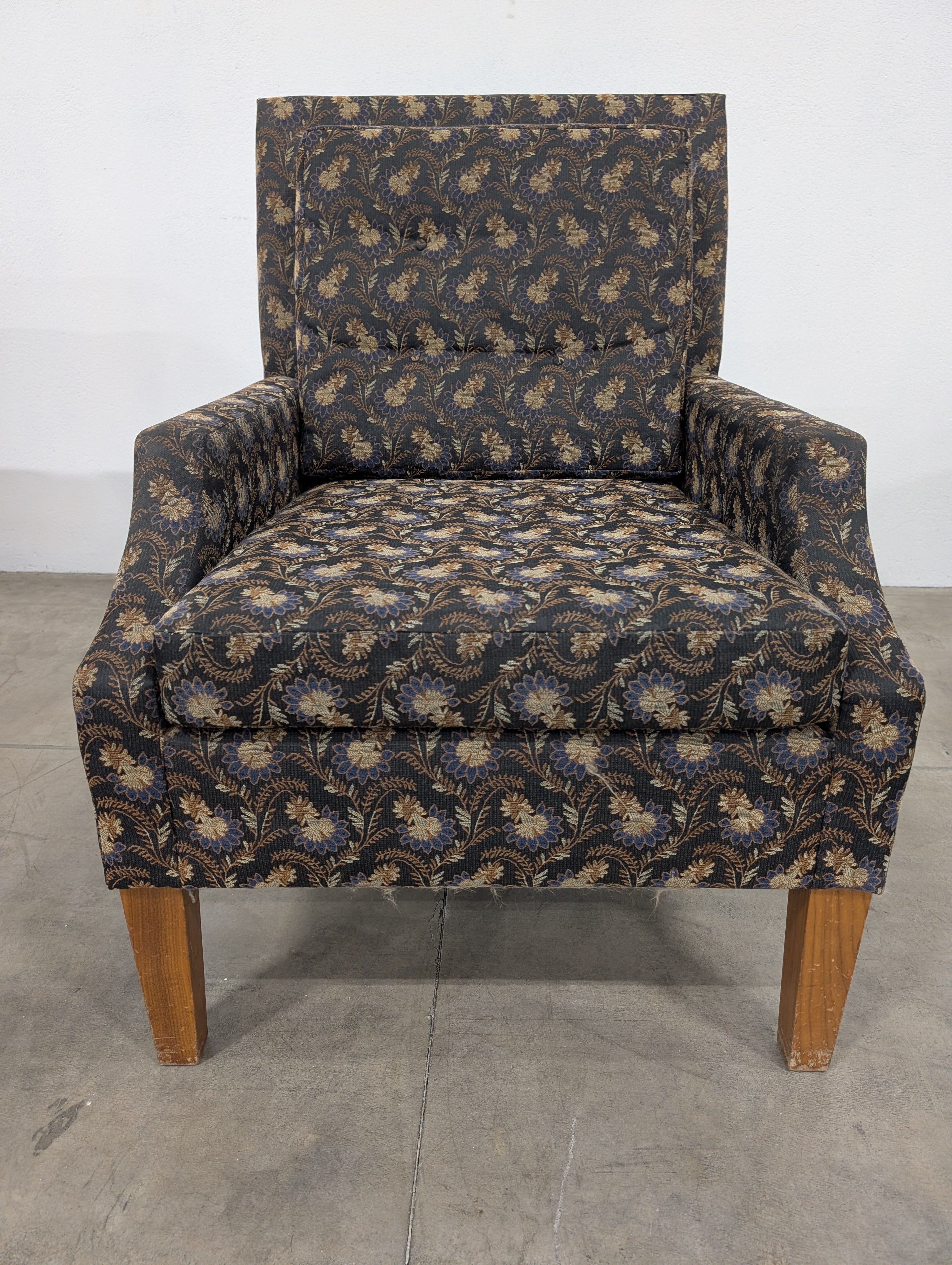 Upholstered Floral Pattern Accent Armchair