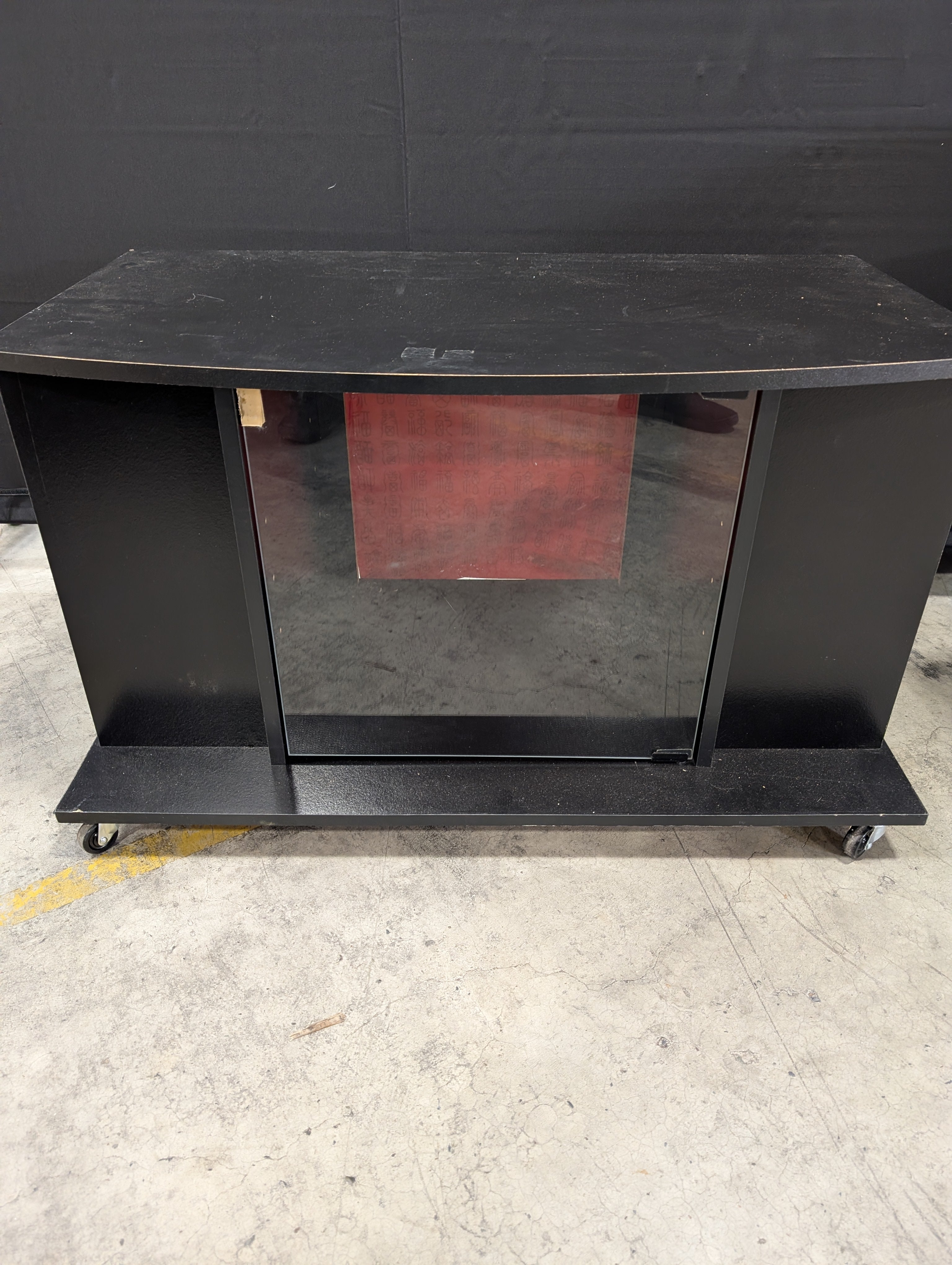 Modern Black Curved Front Media Console with Storage