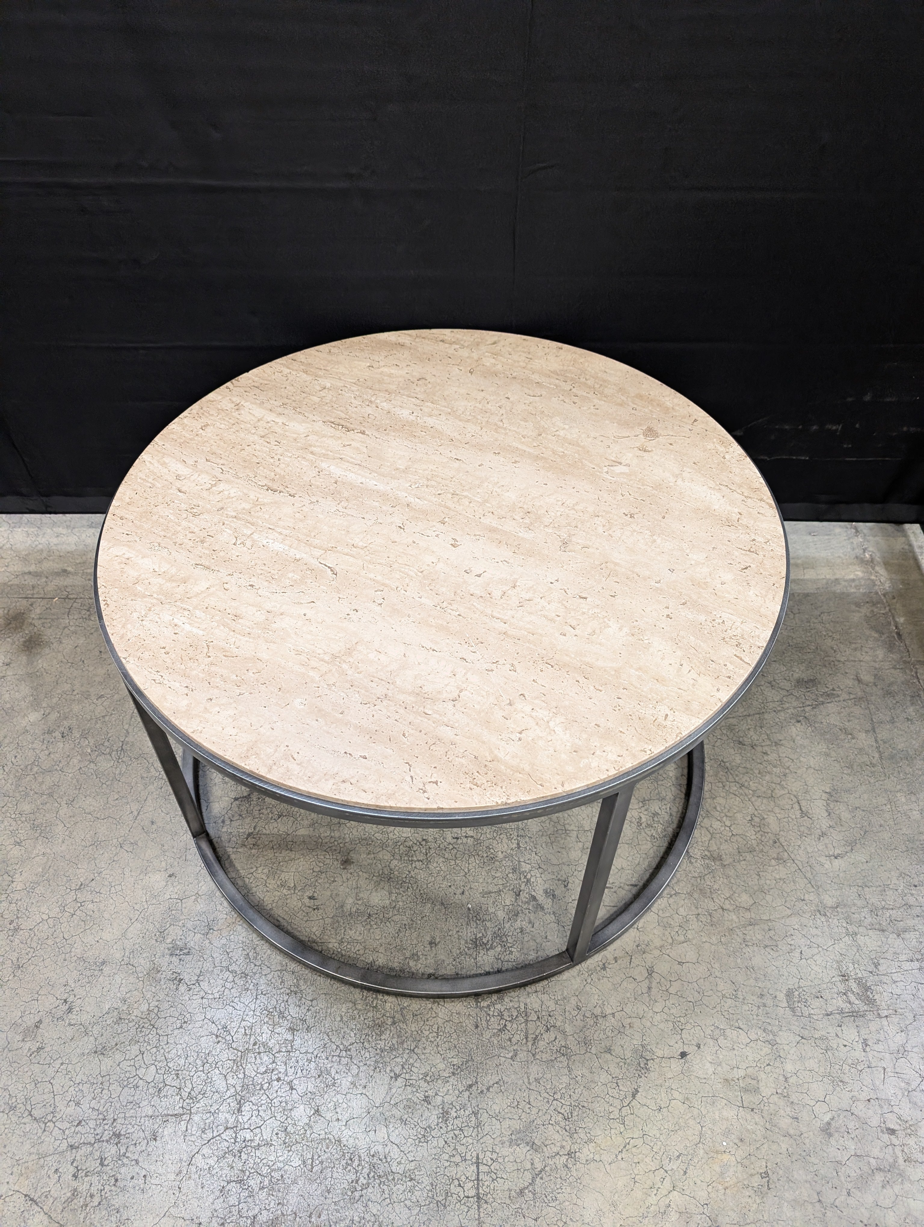 Modern Round Stone Top Accent Table