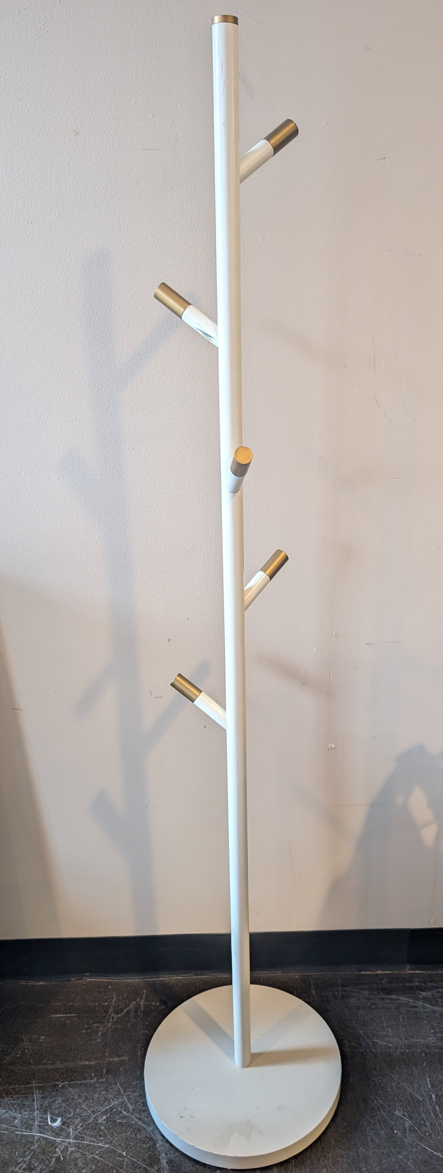 Modern White Tree Branch Style Coat Rack with Wooden Pegs