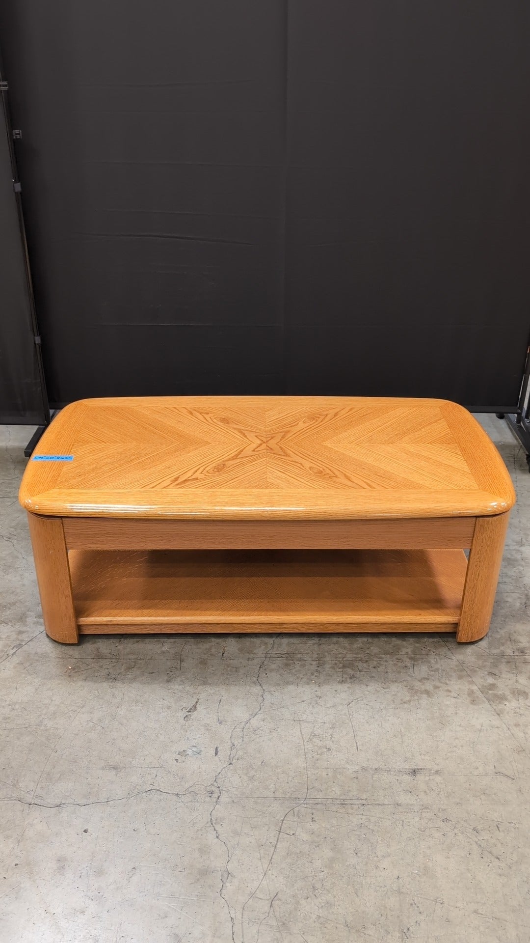 Rectangular Lift Top Light Oak Coffee Table with Lower Shelf