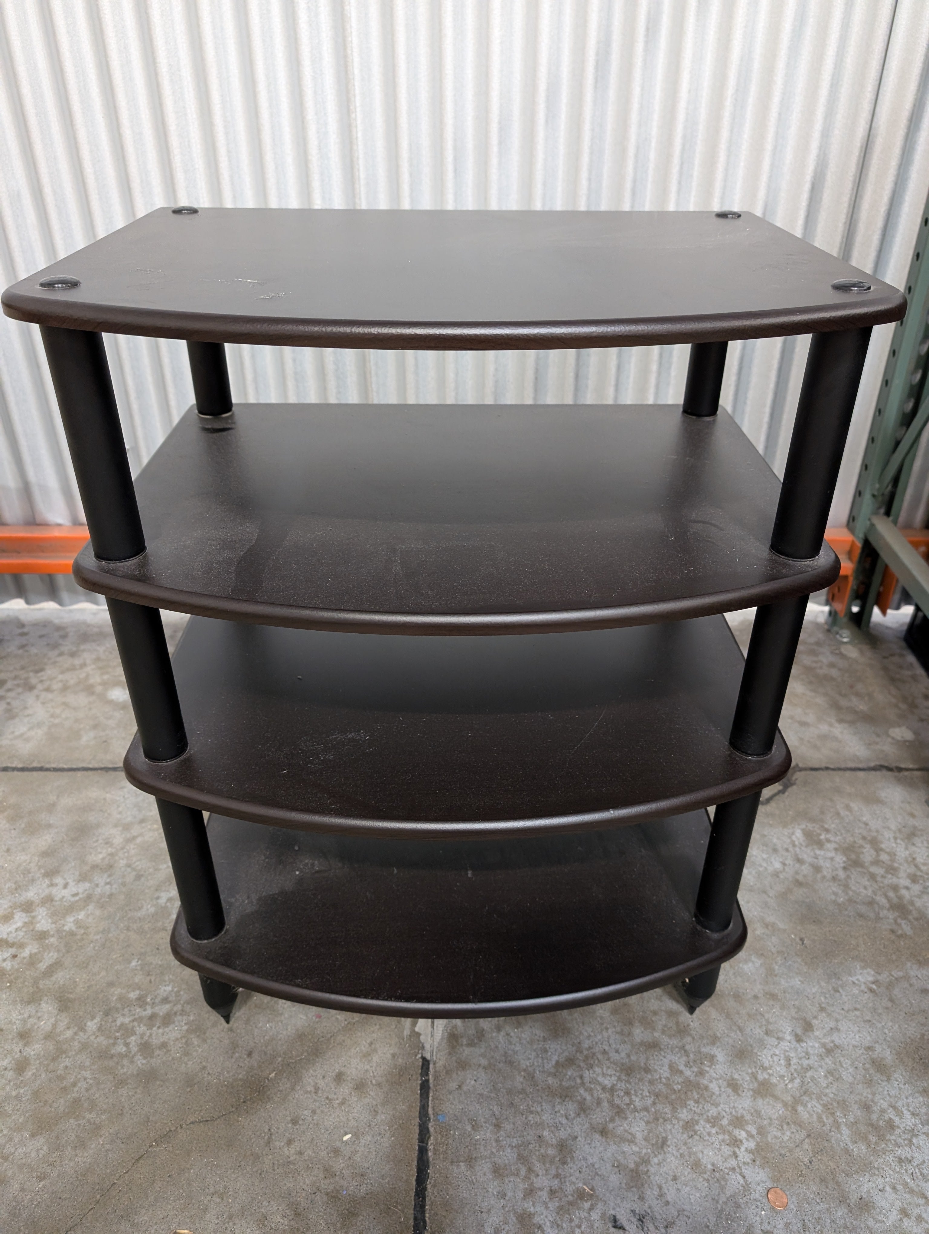 Dark Brown Curved-Front Four-Tier Shelving Unit