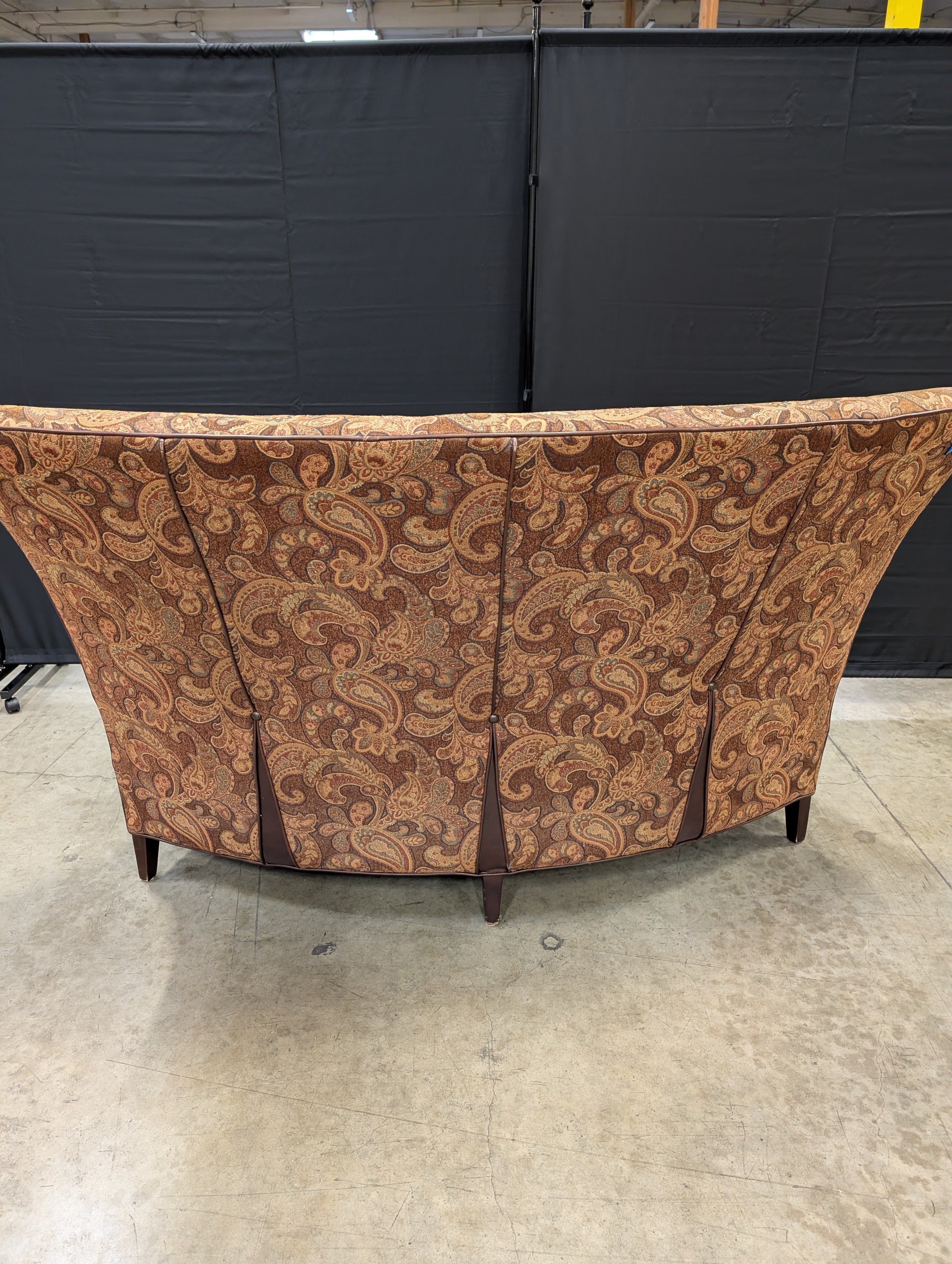 Curved Paisley Upholstered Settee
