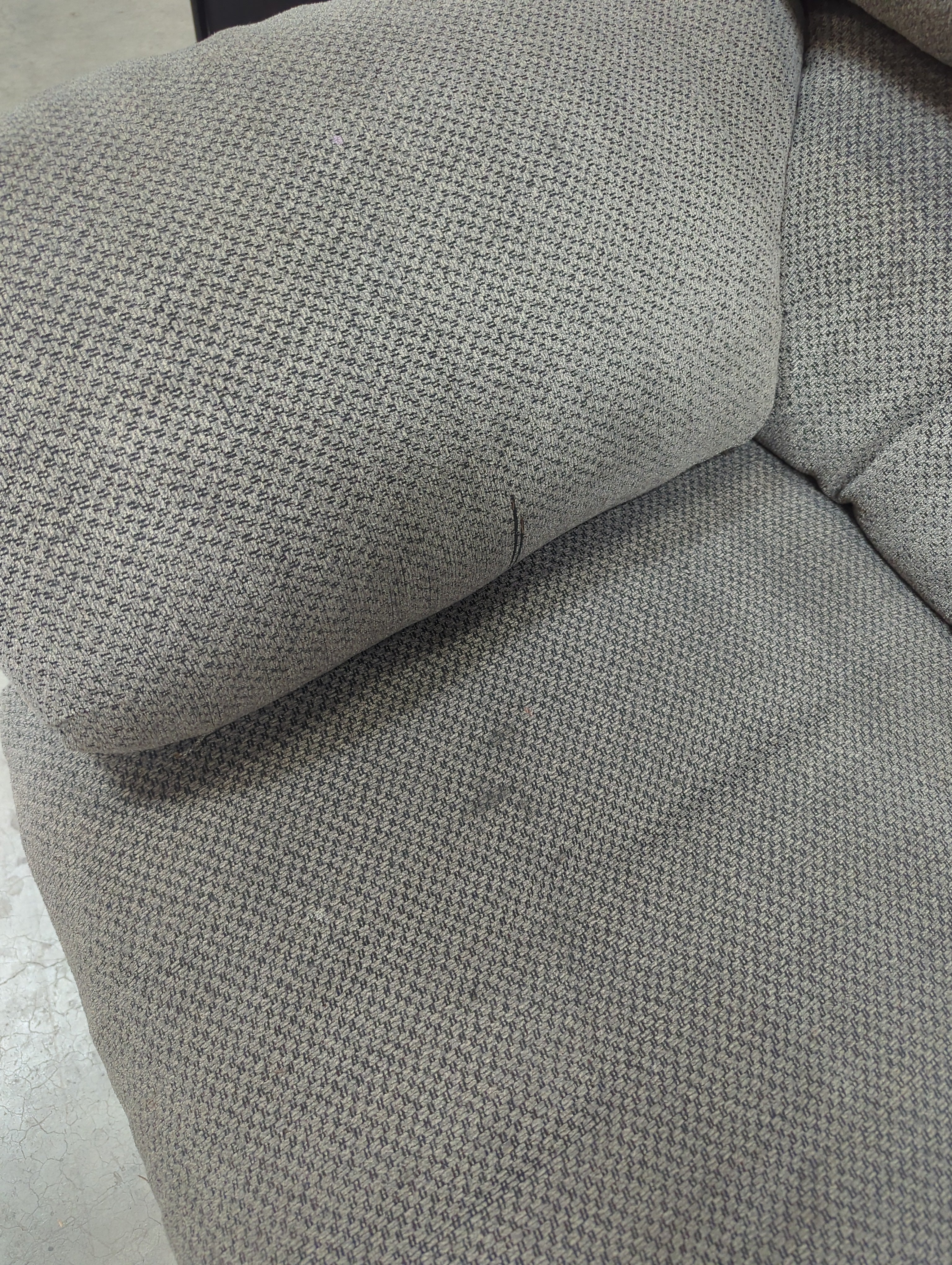 Plush Grey Fabric Two-Seater Sofa with Accent Pillows