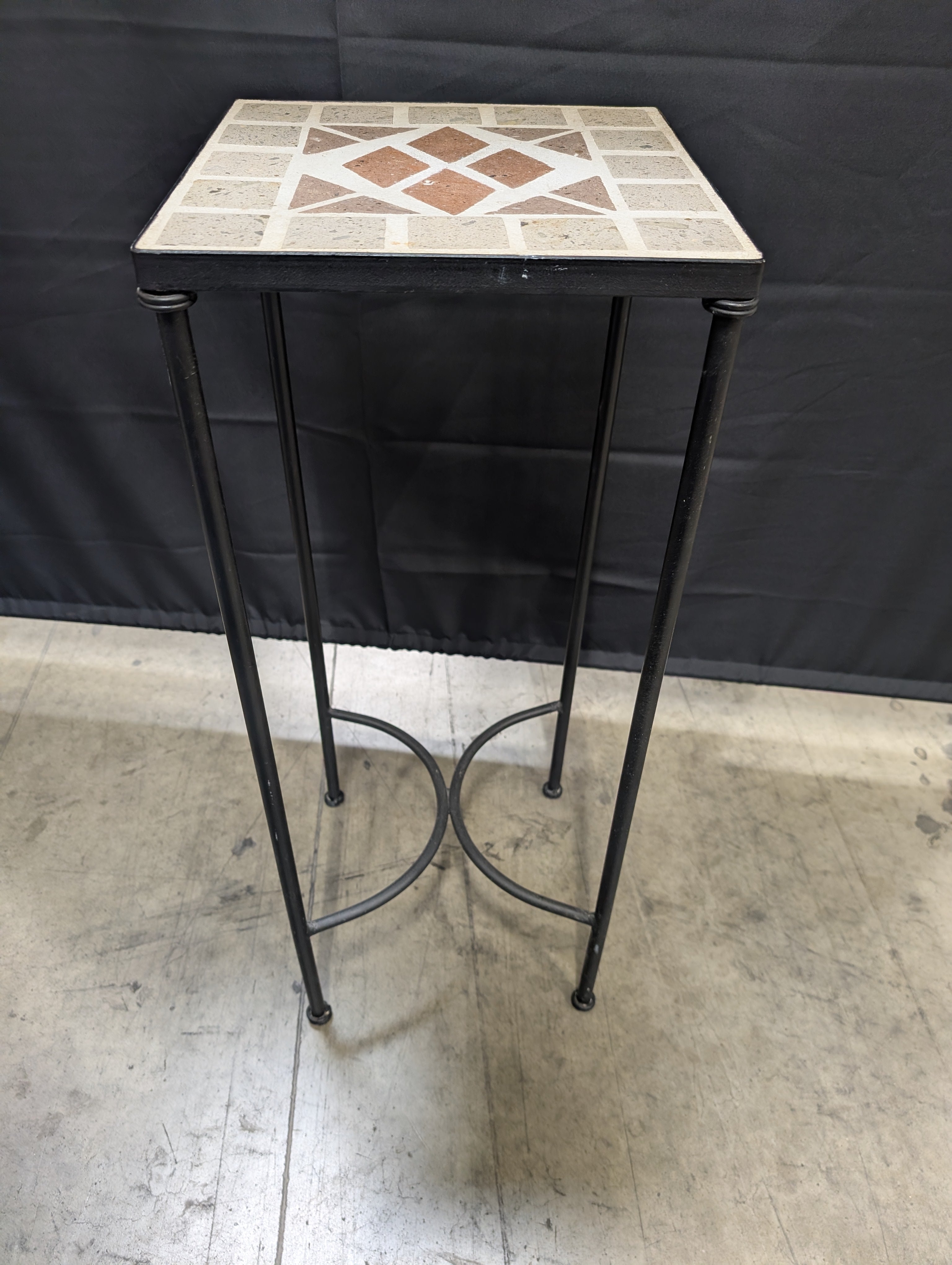 Industrial Style Mosaic Tile Top Side Table