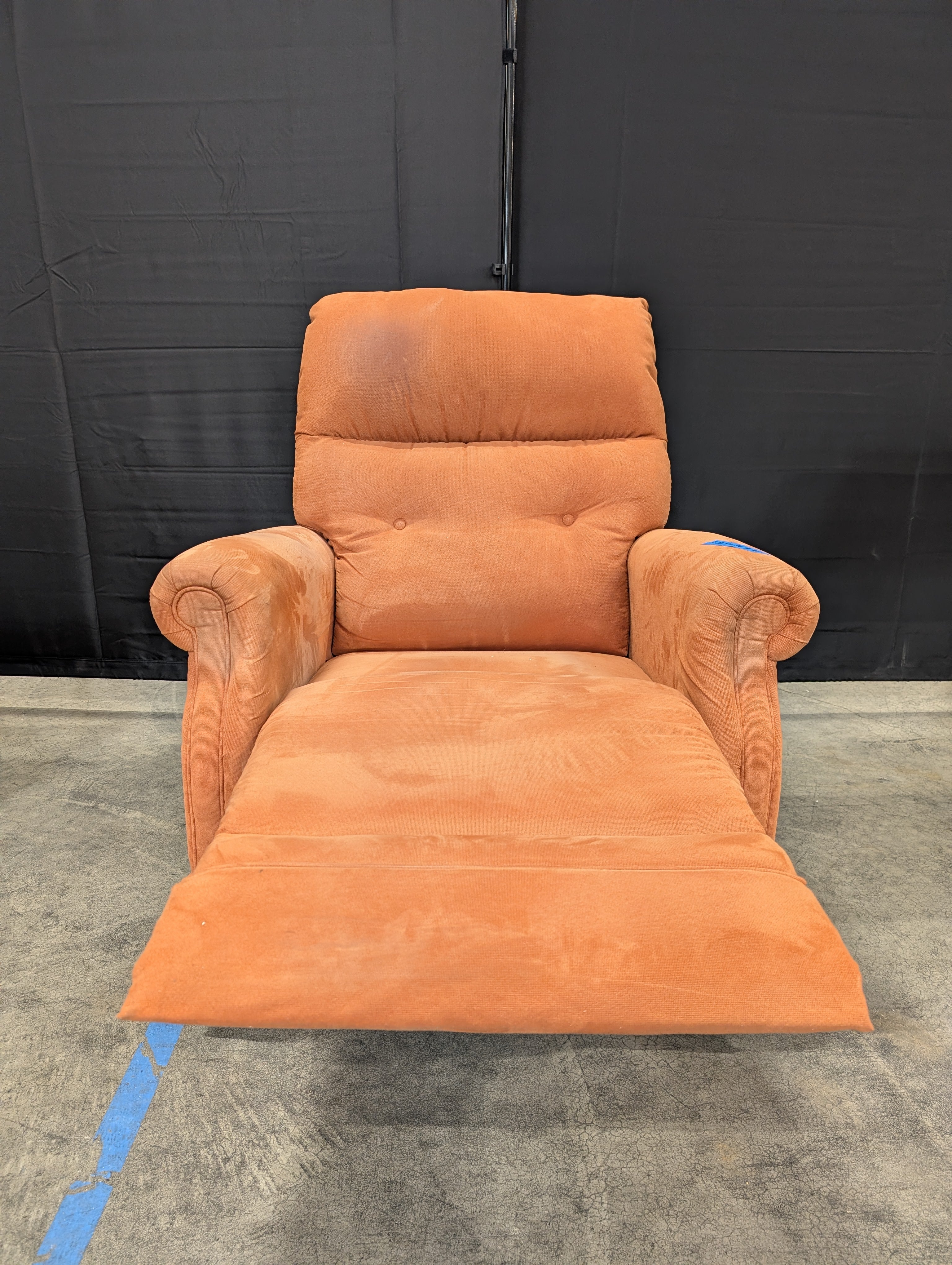 LaZboy Terracotta Rolled Arm Recliner in Microfiber