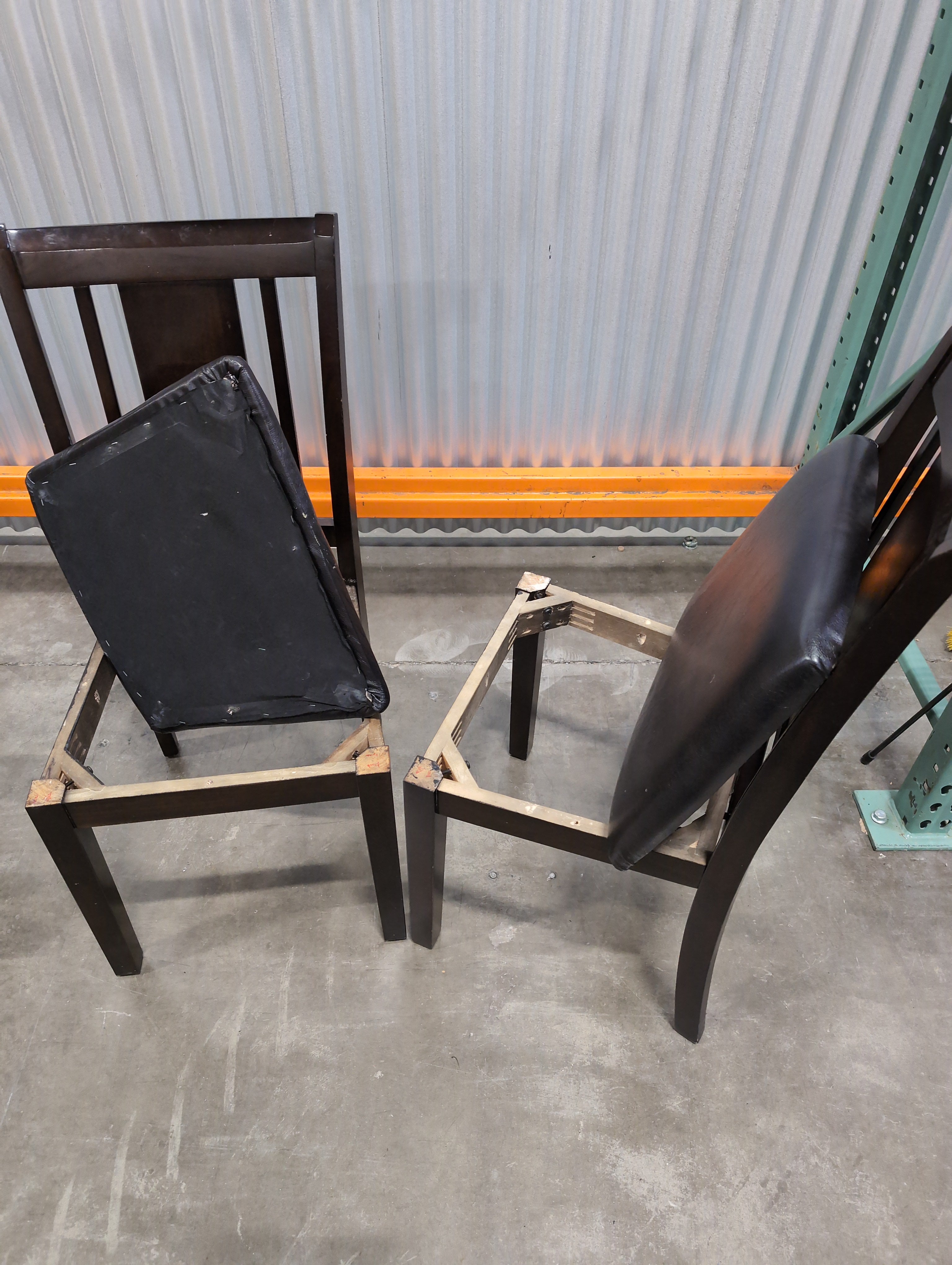 Dark Brown Hardwood Dining Chair with Vinyl Seat