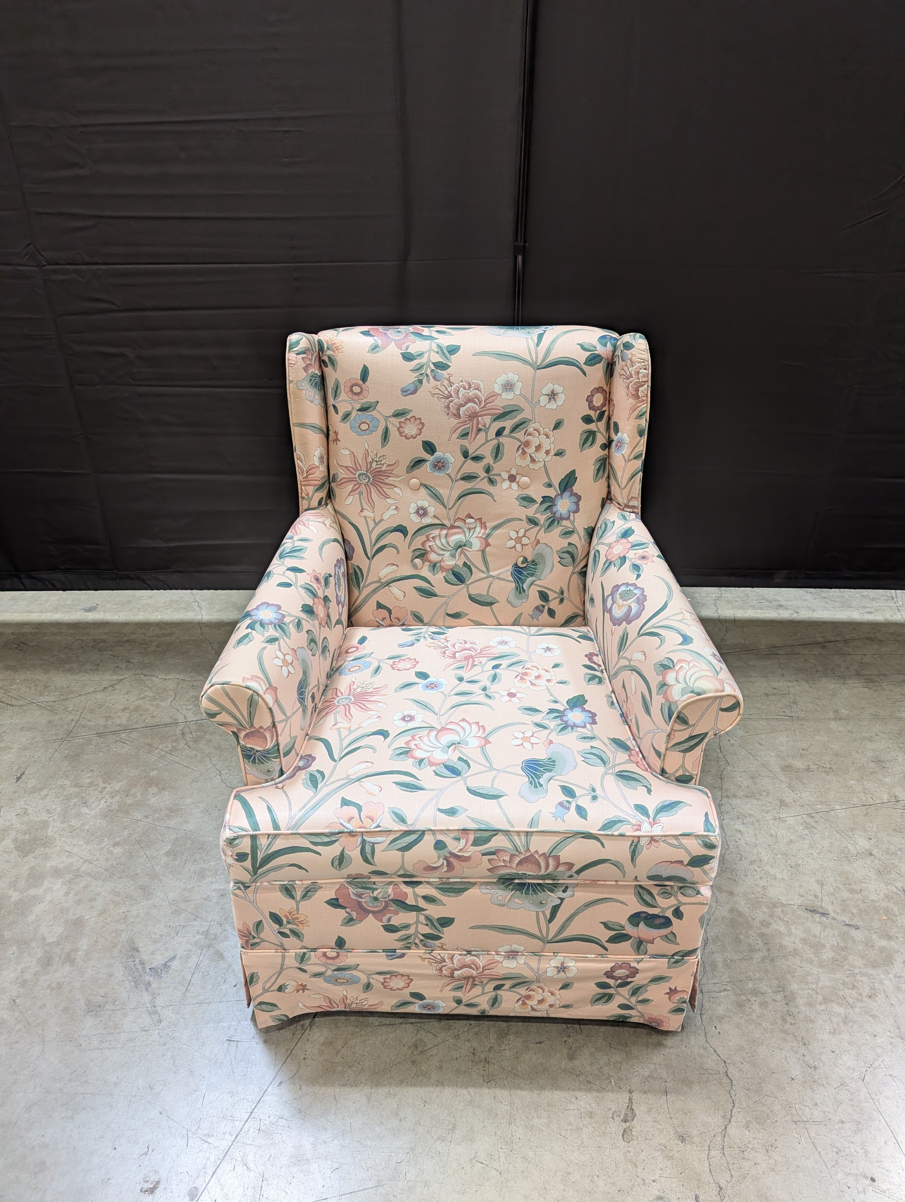 Floral Botanical Upholstered Wingback Armchair