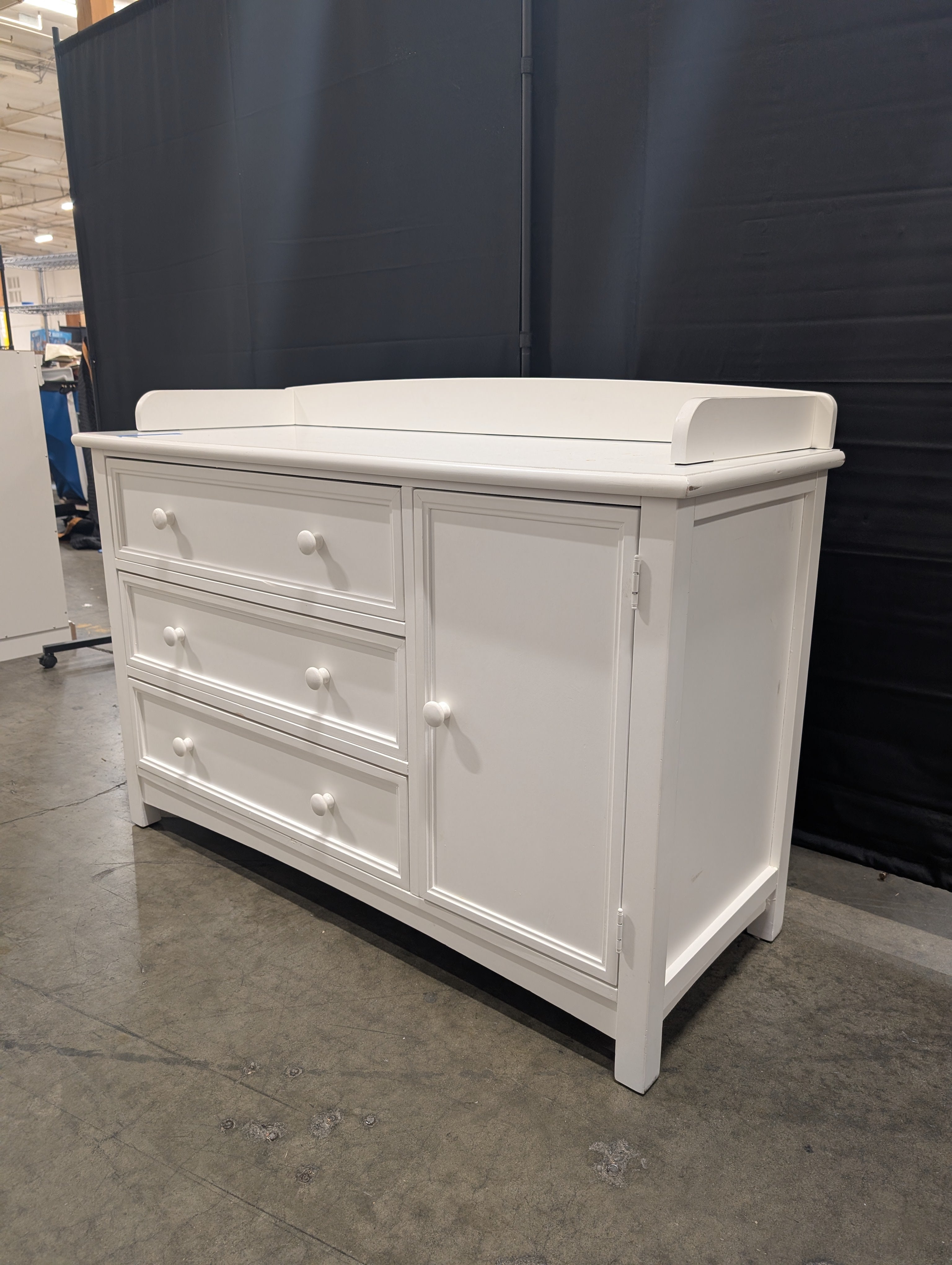 Bonavita Fine Children's White Wood Three-Drawer Dresser with Cabinet Door