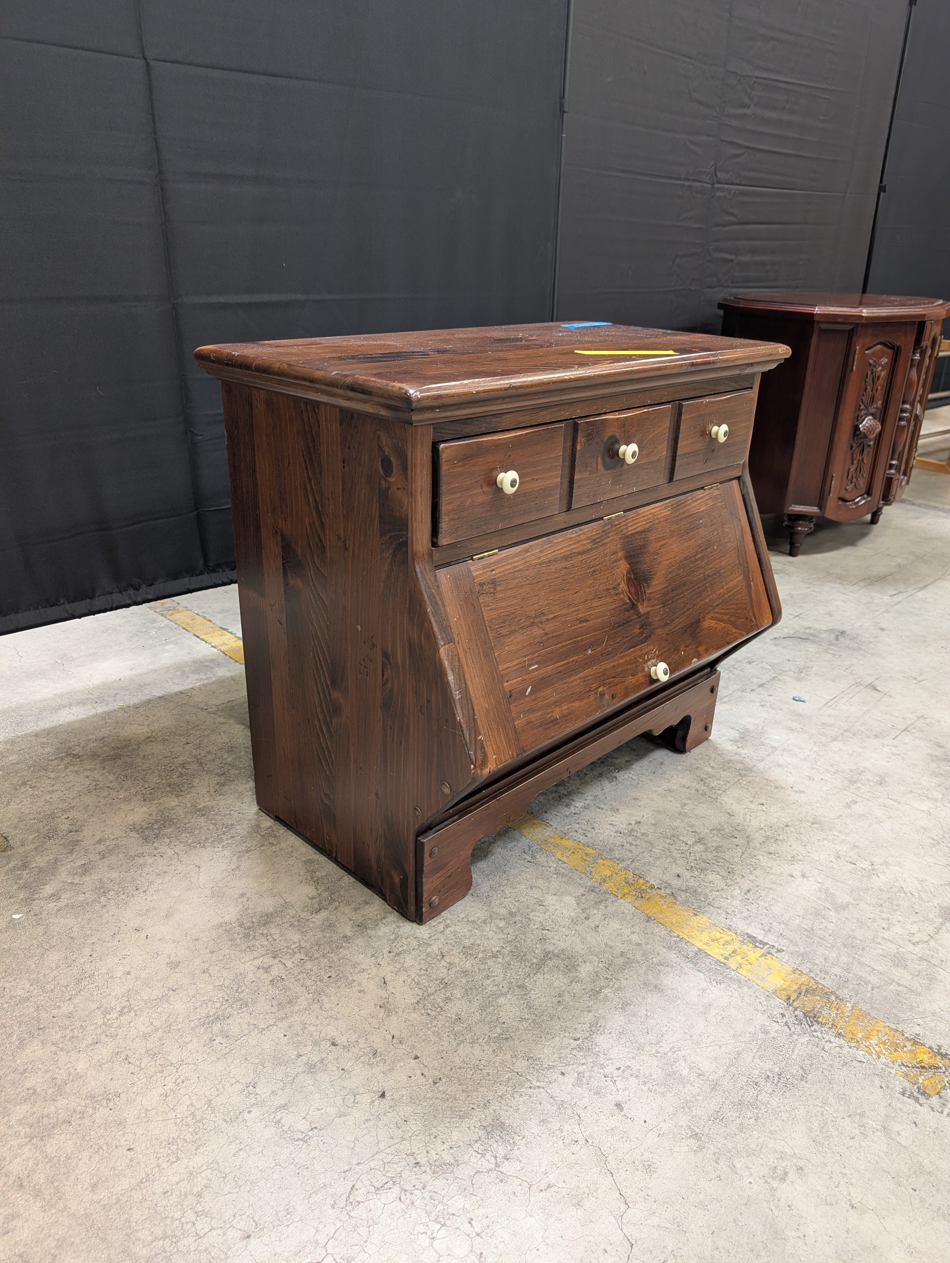 Ethan Allen Solid Wood Secretary Nightstand with Drop-Front Desk