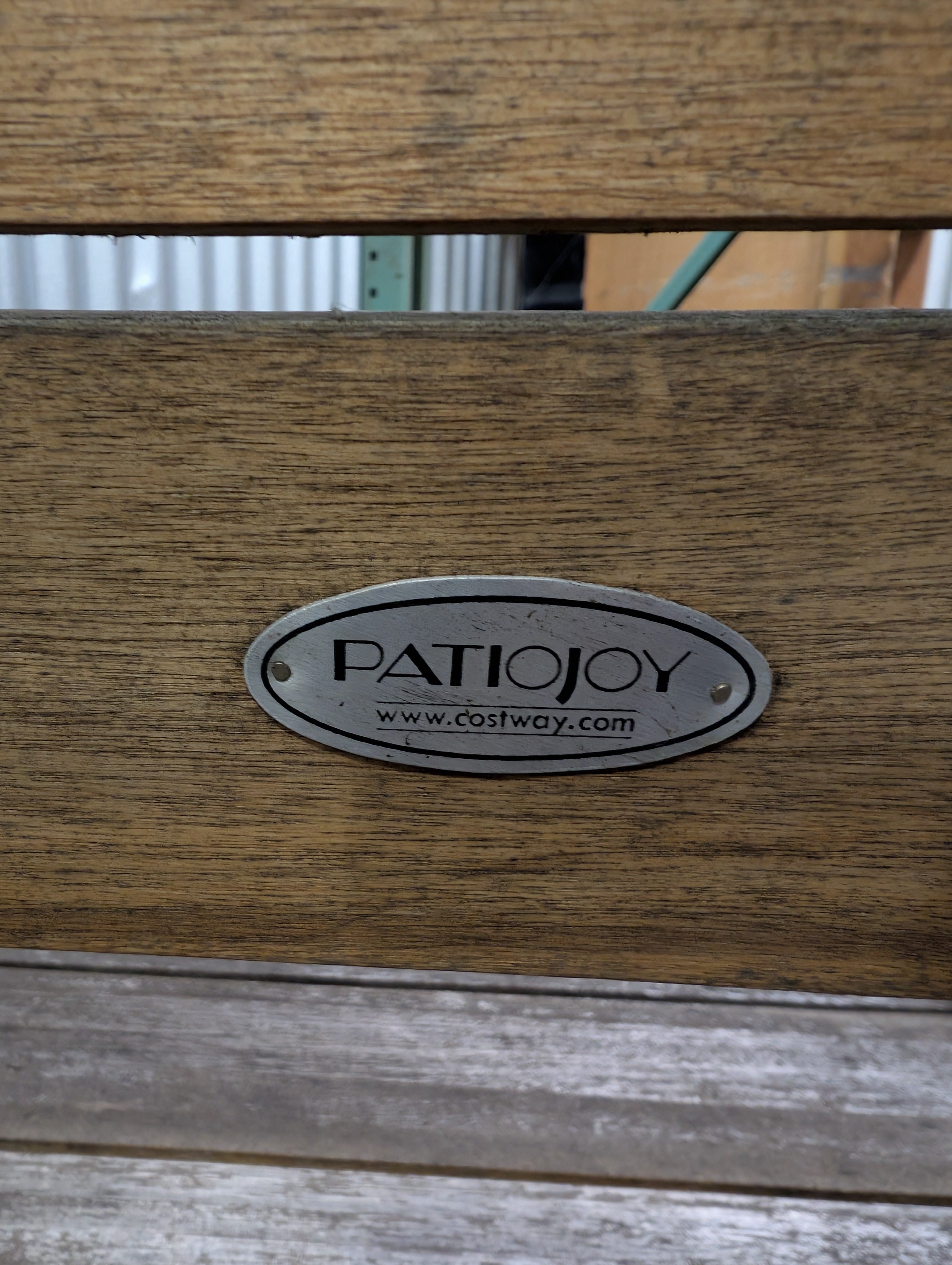 Set of Three Rustic Hardwood Outdoor Chair with Black Metal Frame