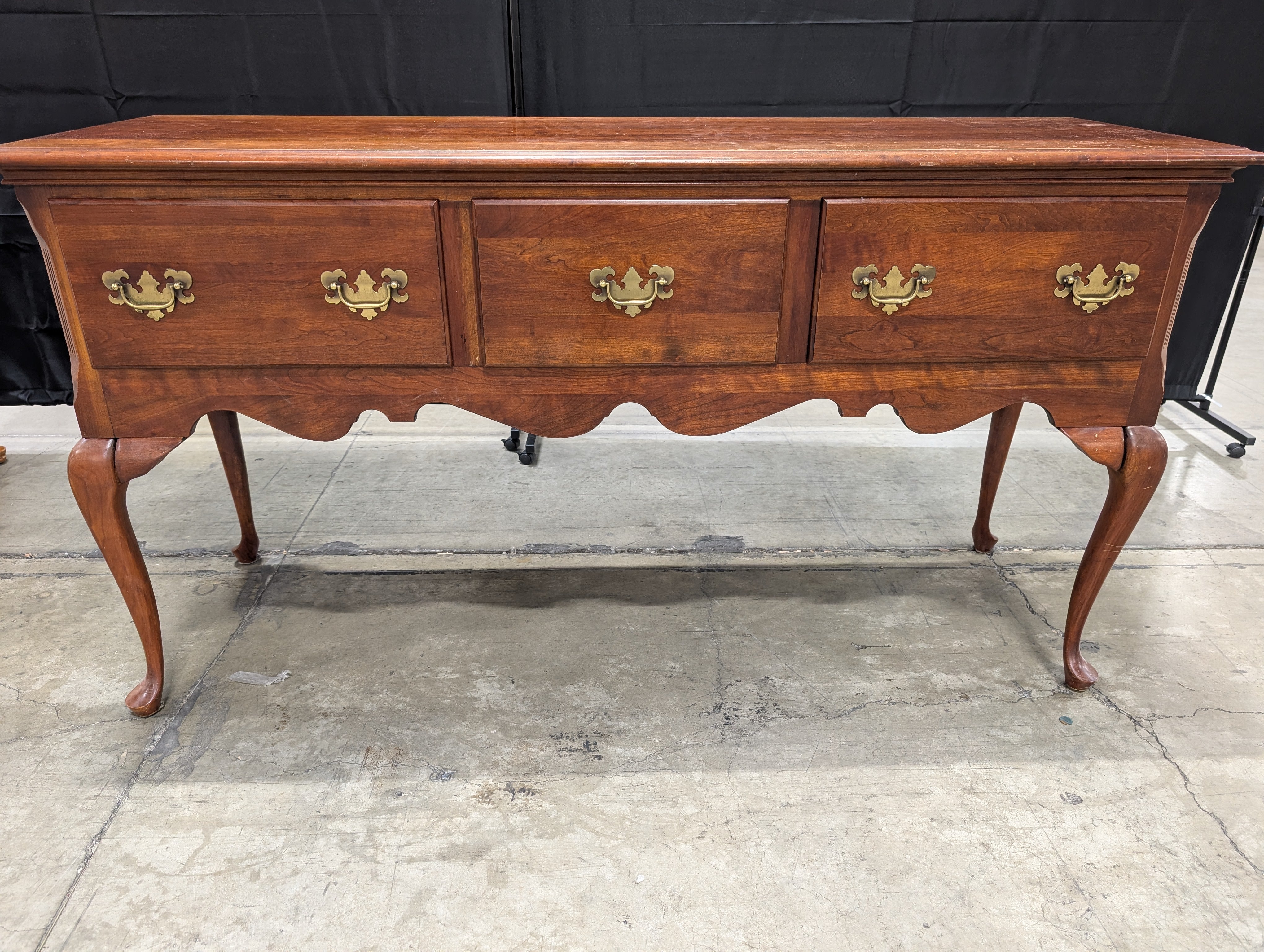 Vintage Cherry Finish Wood Sideboard with Cabriole Legs