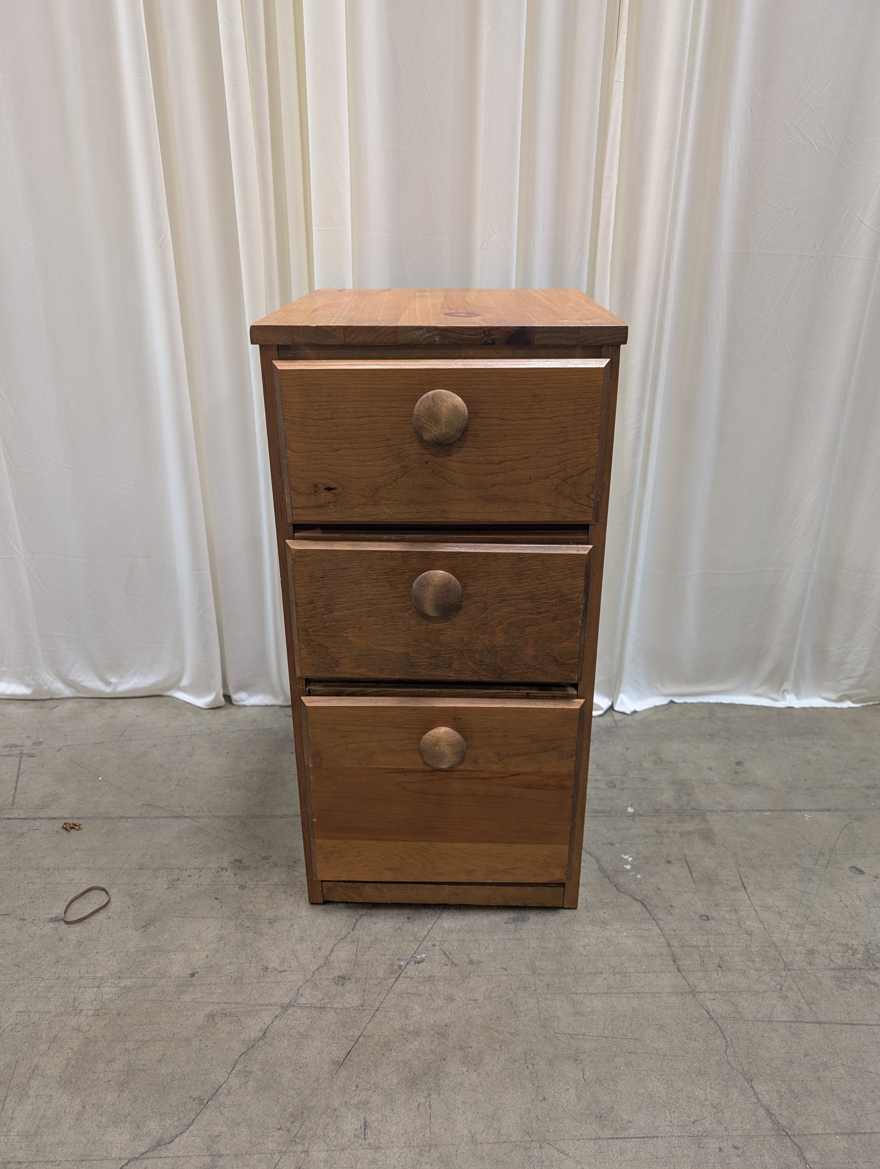 Three-Drawer Pine Wood Nightstand