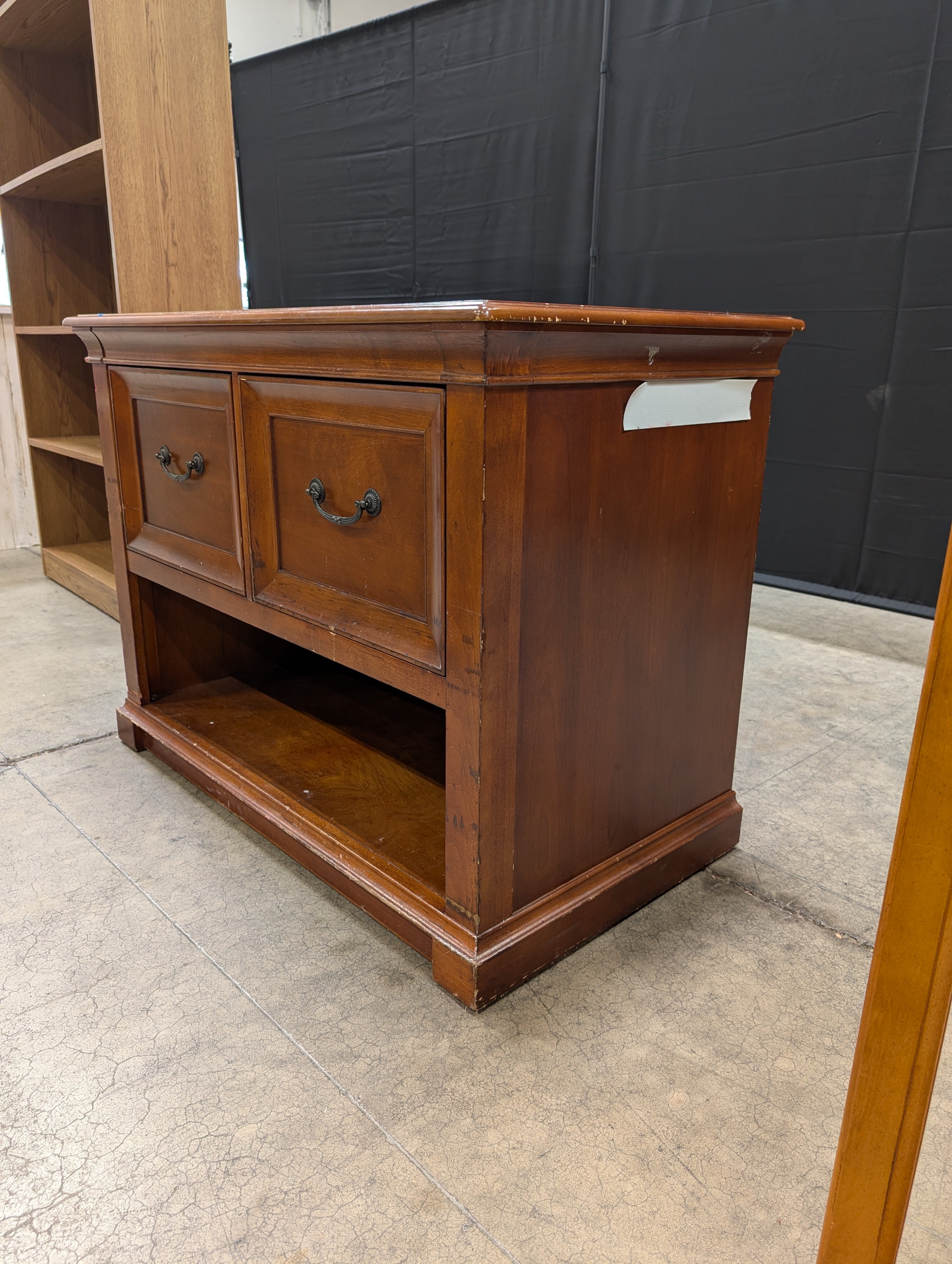 Traditional Cherry Wood Two-Drawer File Cabinet with Open Shelf