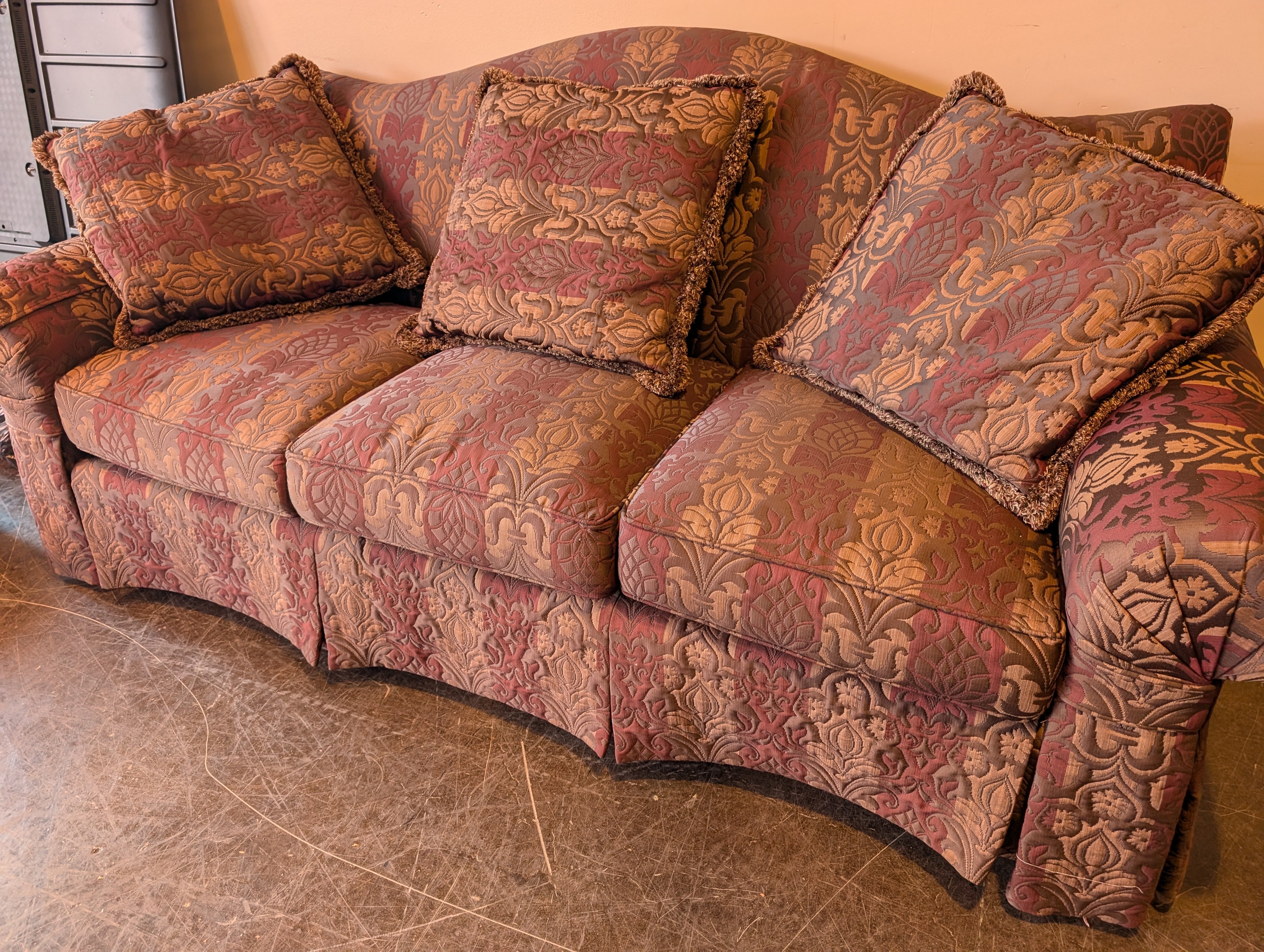 Henredon Traditional Three-Seat Sofa with Skirted Base