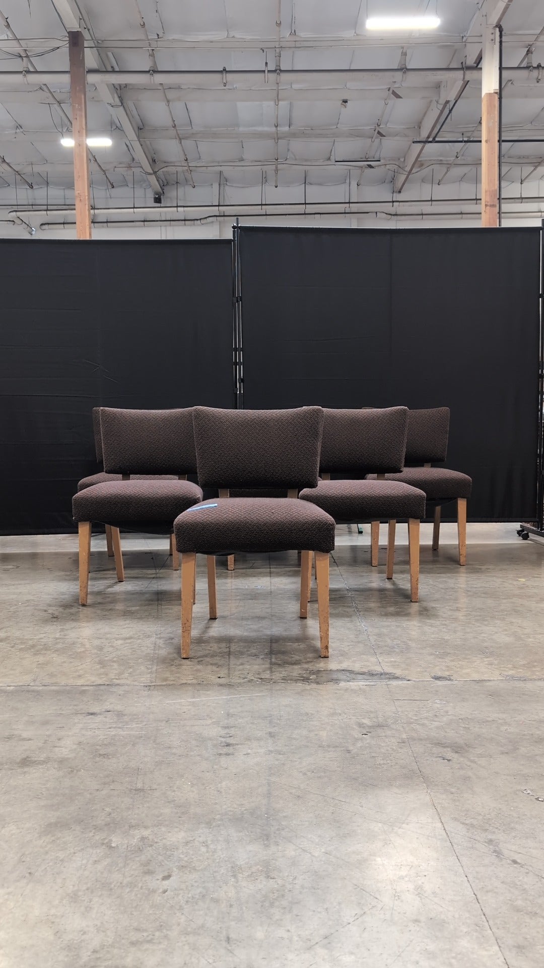 Set of Six Mid-Century Style Upholstered Dining Chairs with Tapered Wood Legs