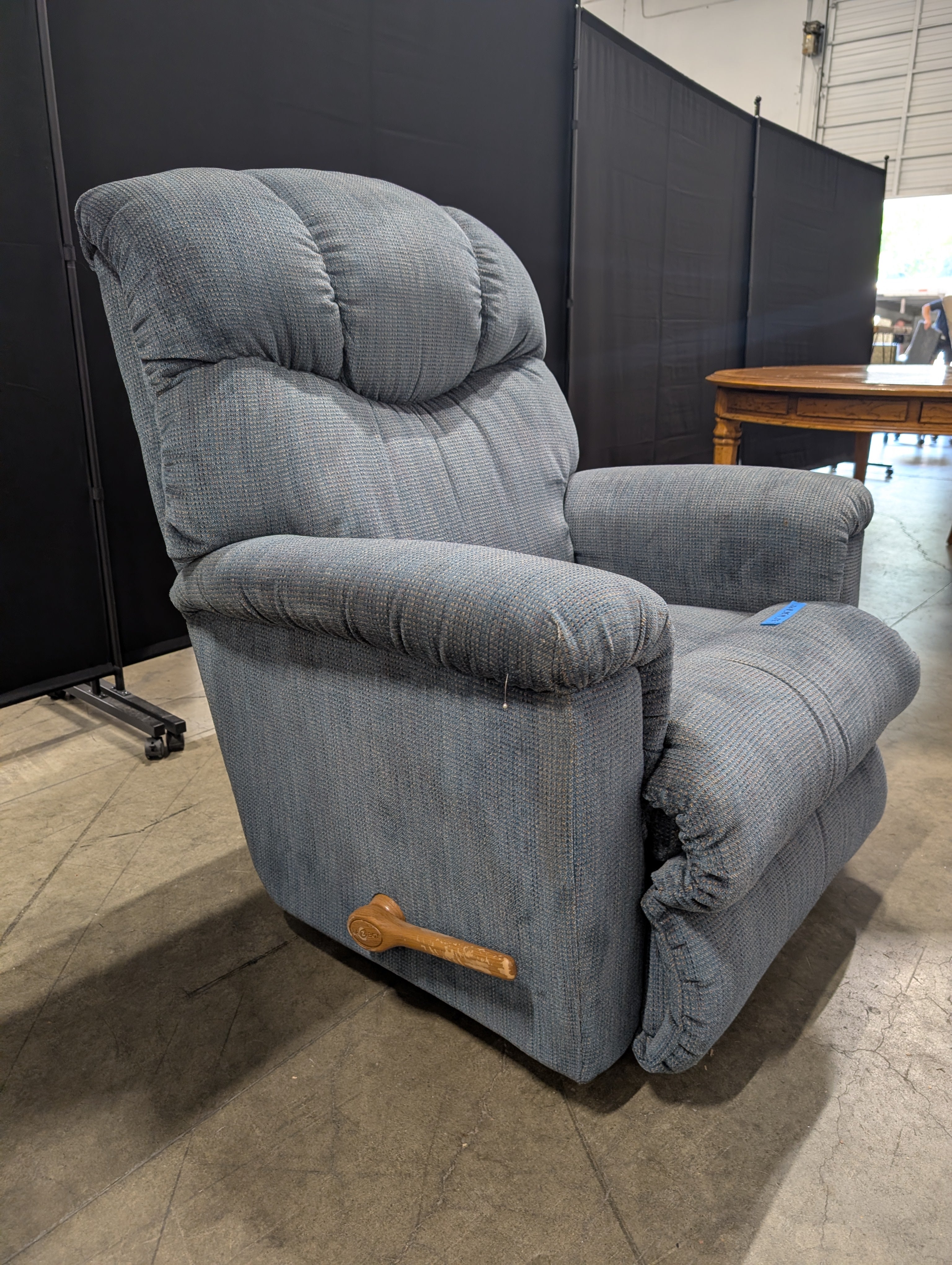 Overstuffed LaZboy Slate Blue Swivel Recliner in Fabric