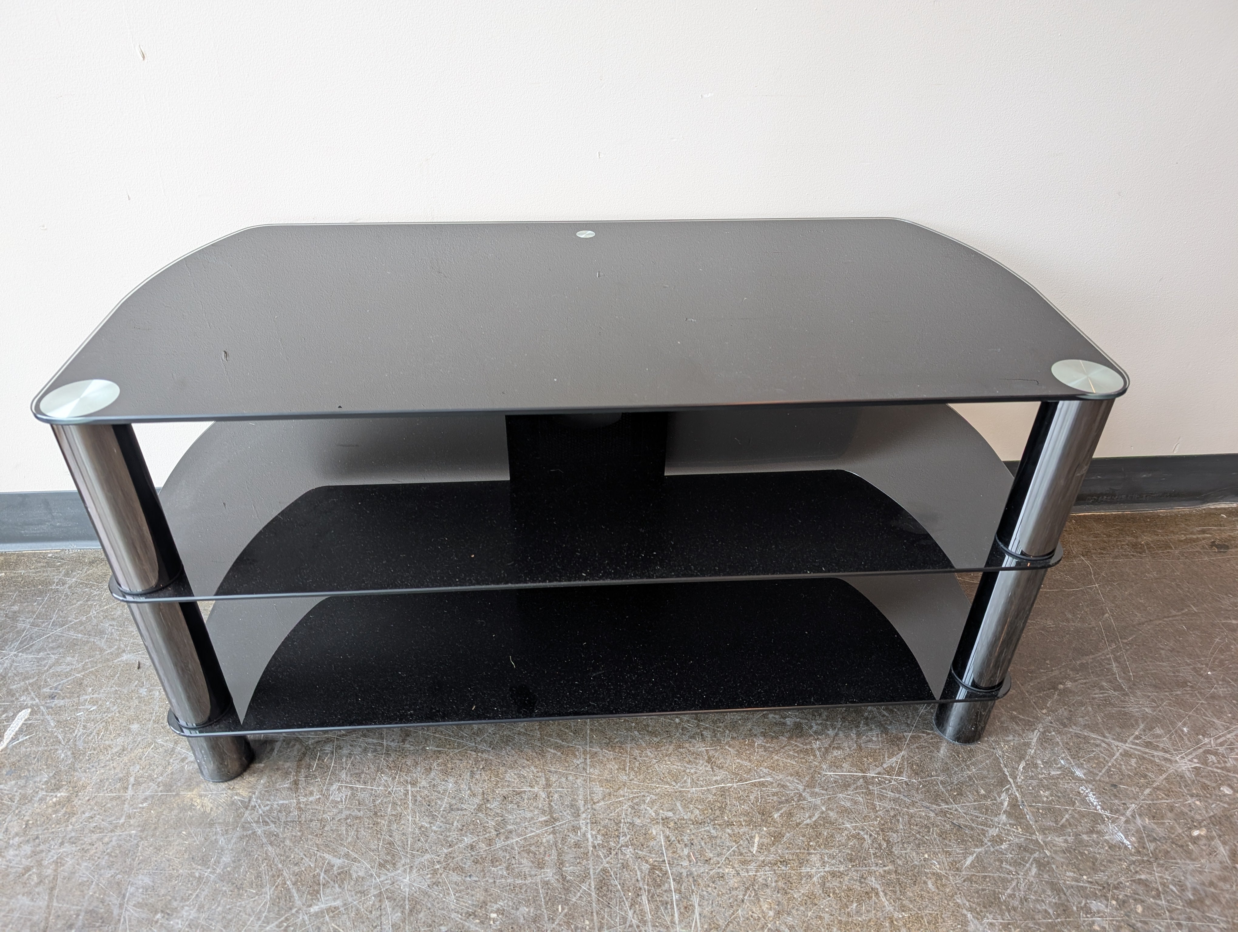 Modern Black Glass Media Console with Three Tiers