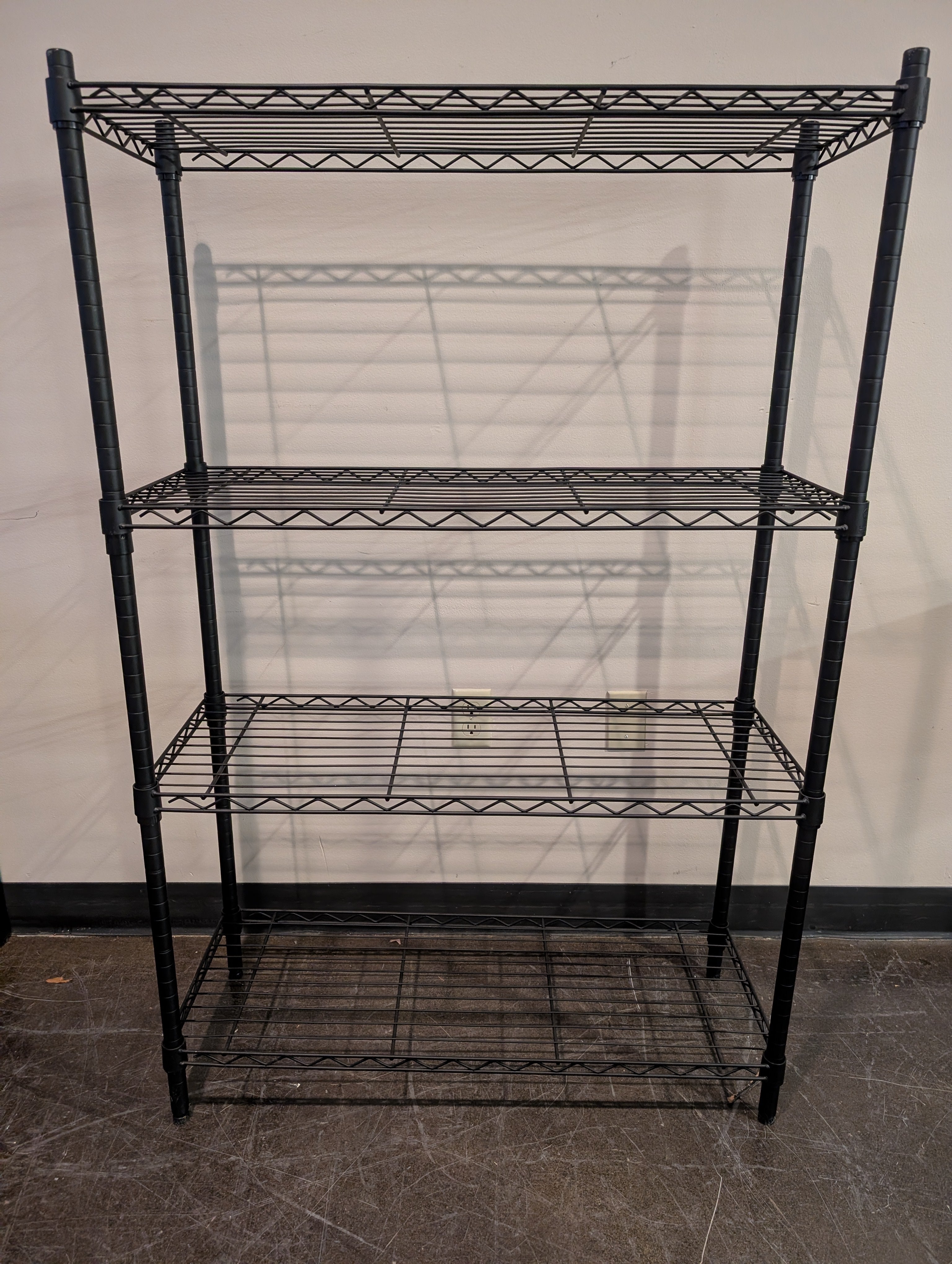 Durable Black Metal 4-Tier Shelving Unit