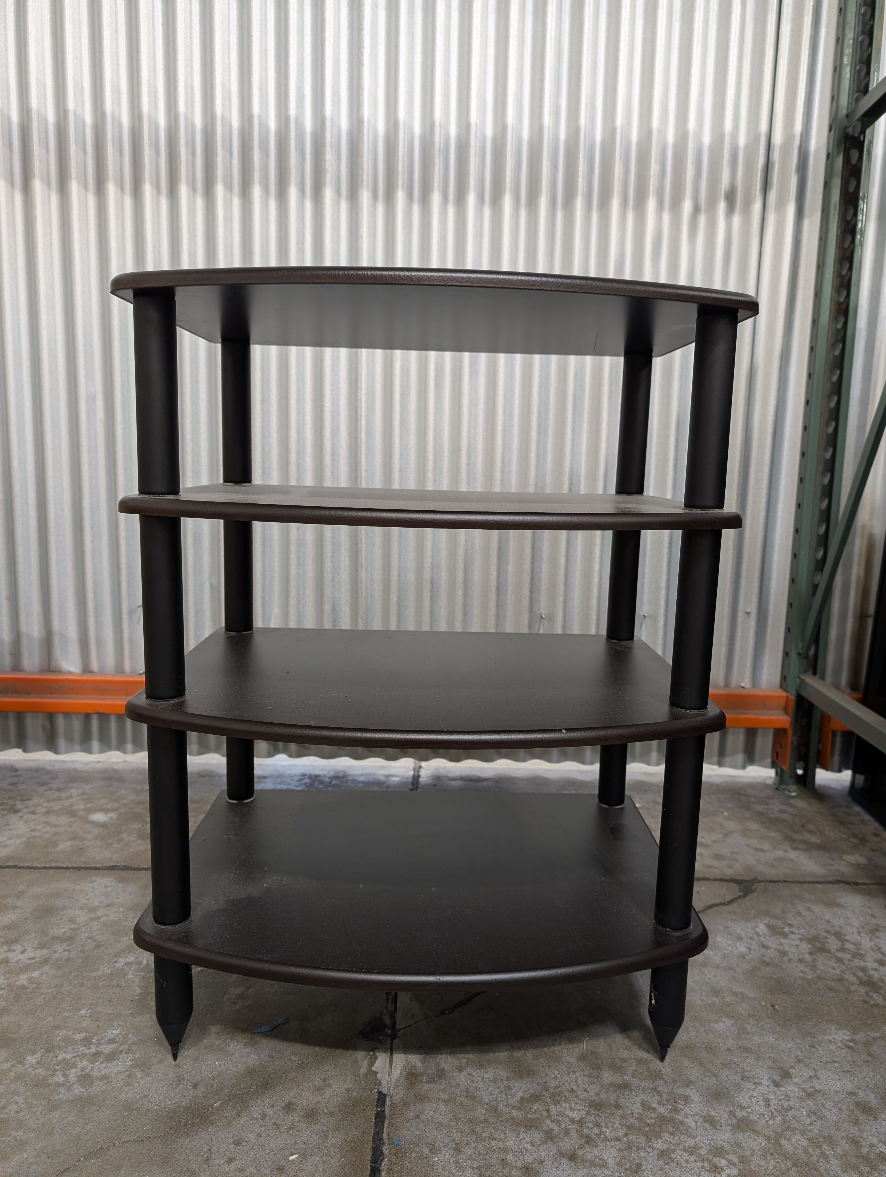 Dark Brown Curved-Front Four-Tier Shelving Unit