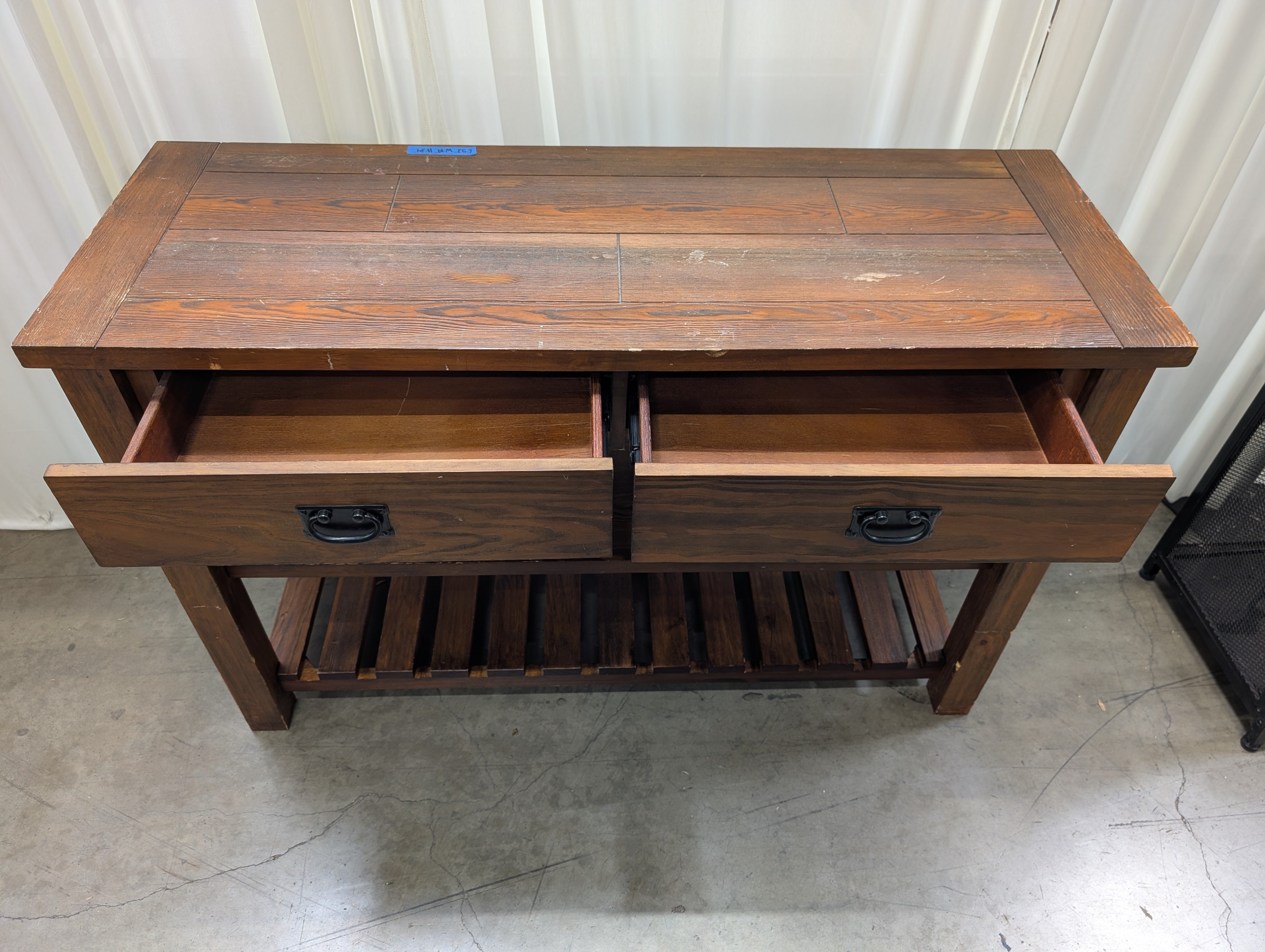 Rustic Brown Wood Console Table with Drawers